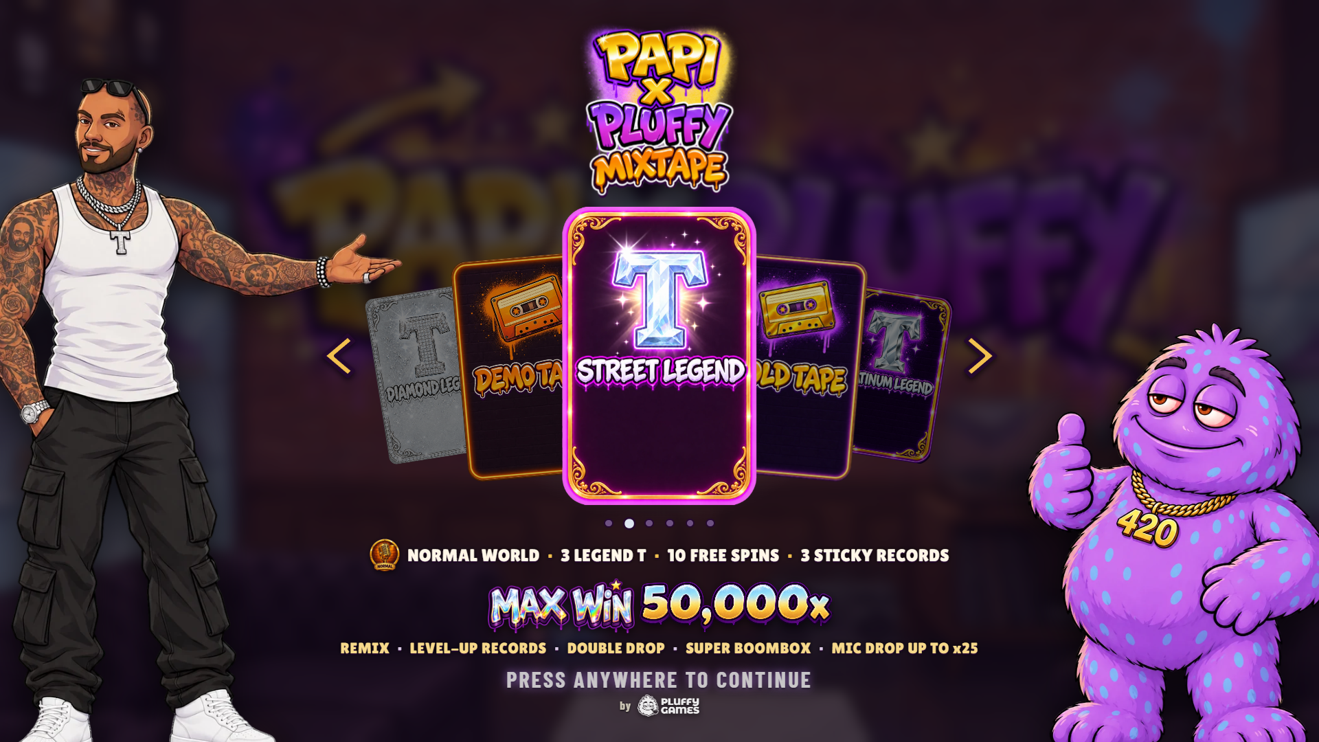 Papi Pluffy Mixtape slot intro screen