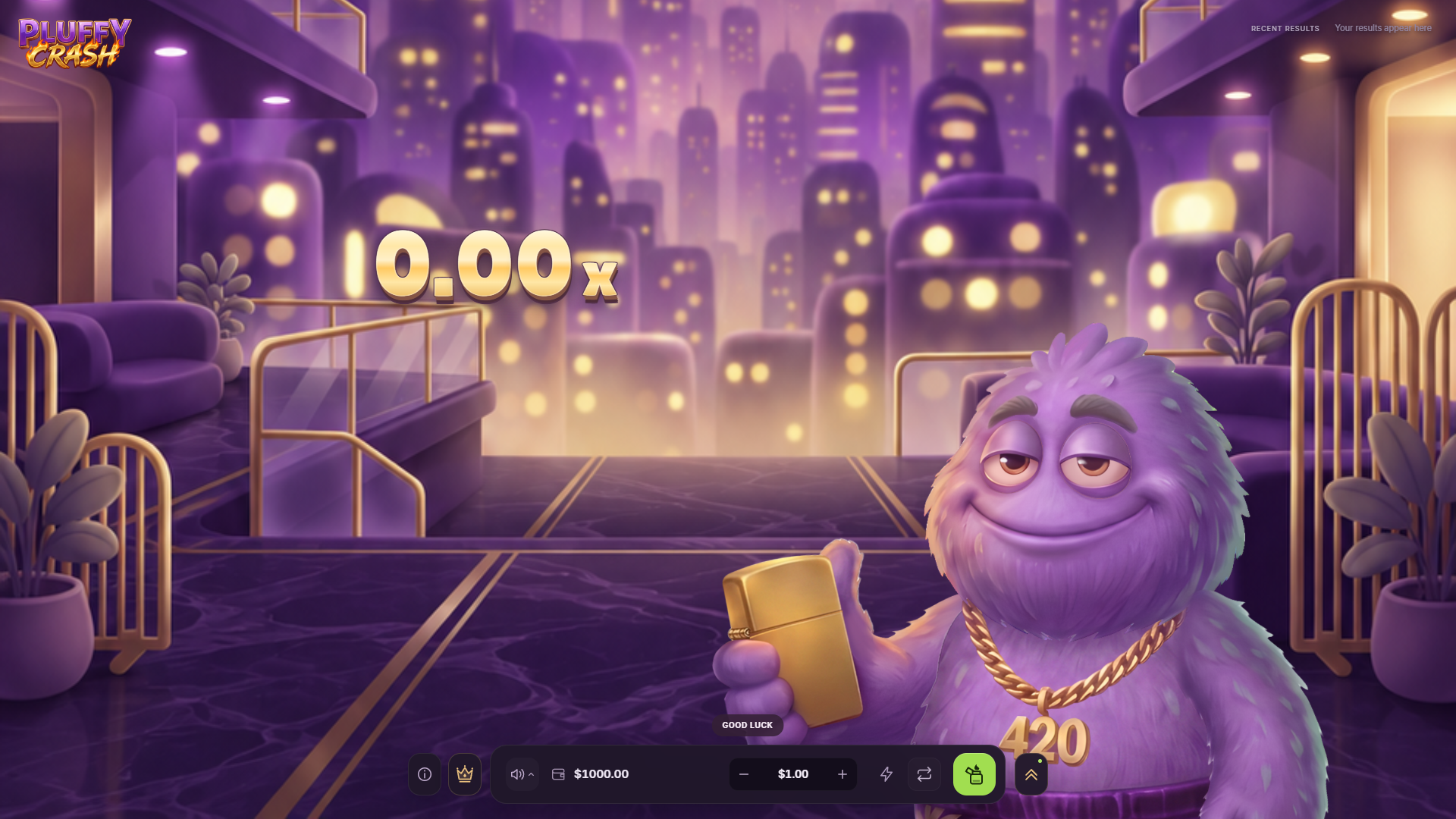 Pluffy Crash crash game round