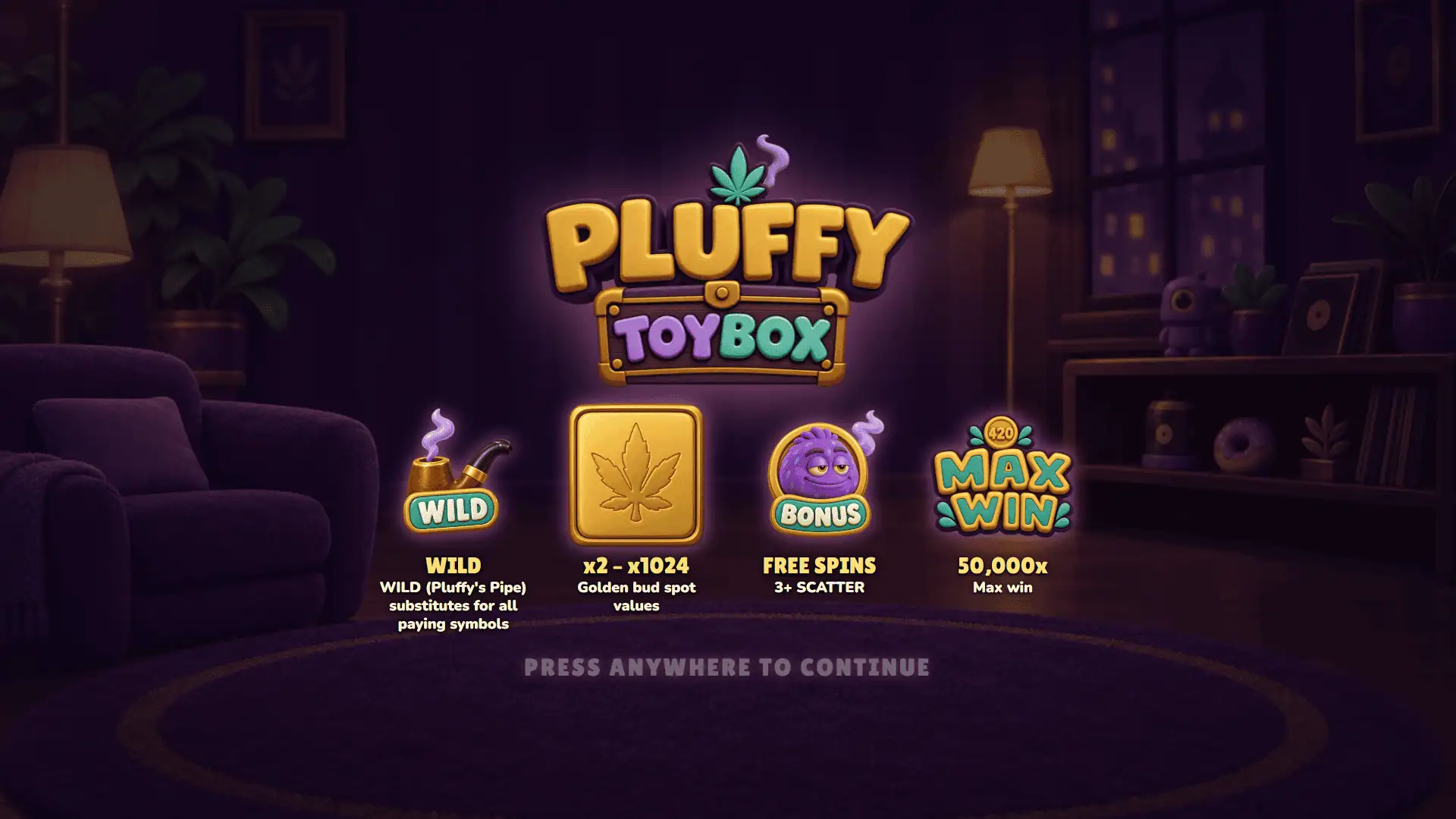 Pluffy Toybox slot intro screen