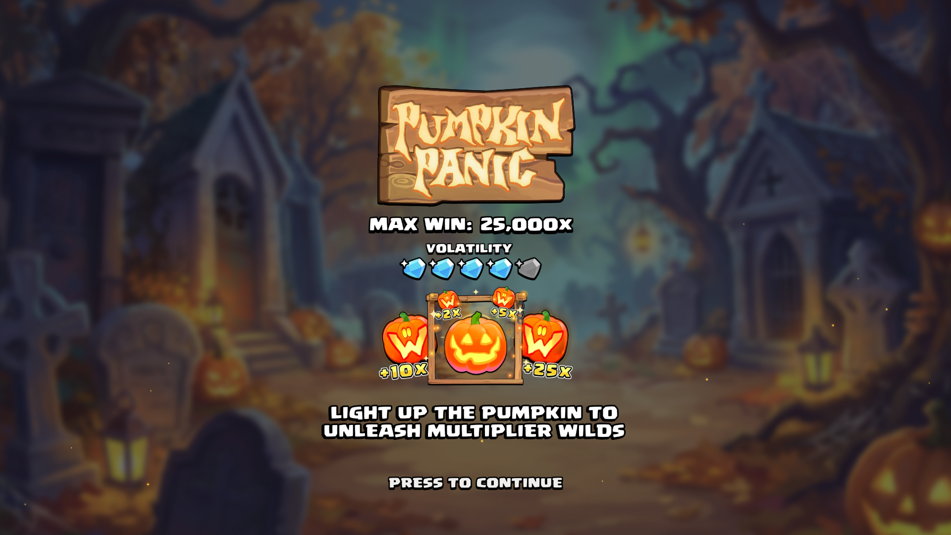 Pumpkin Panic slot intro screen