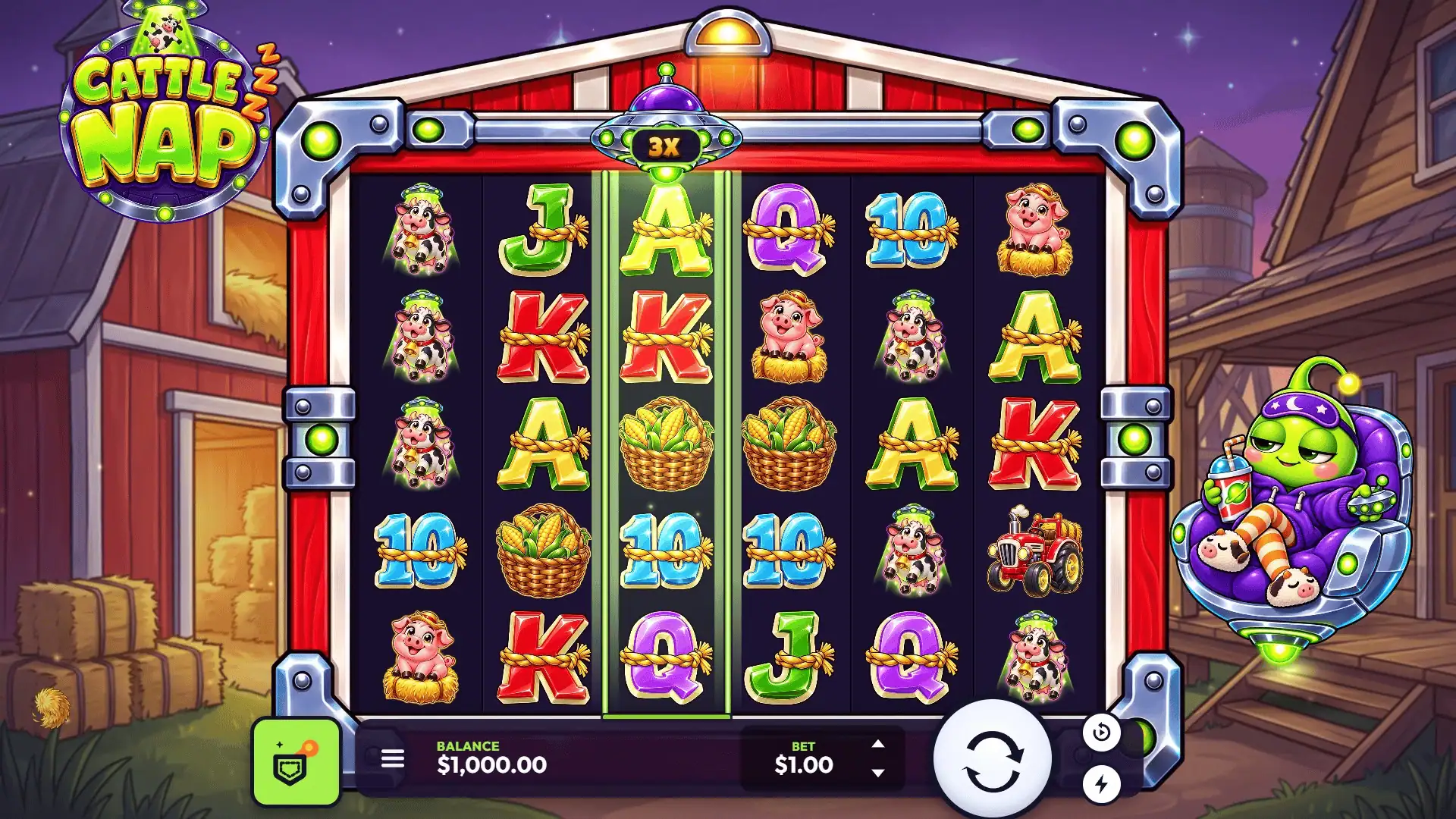 Cattle Nap slot gameplay reels