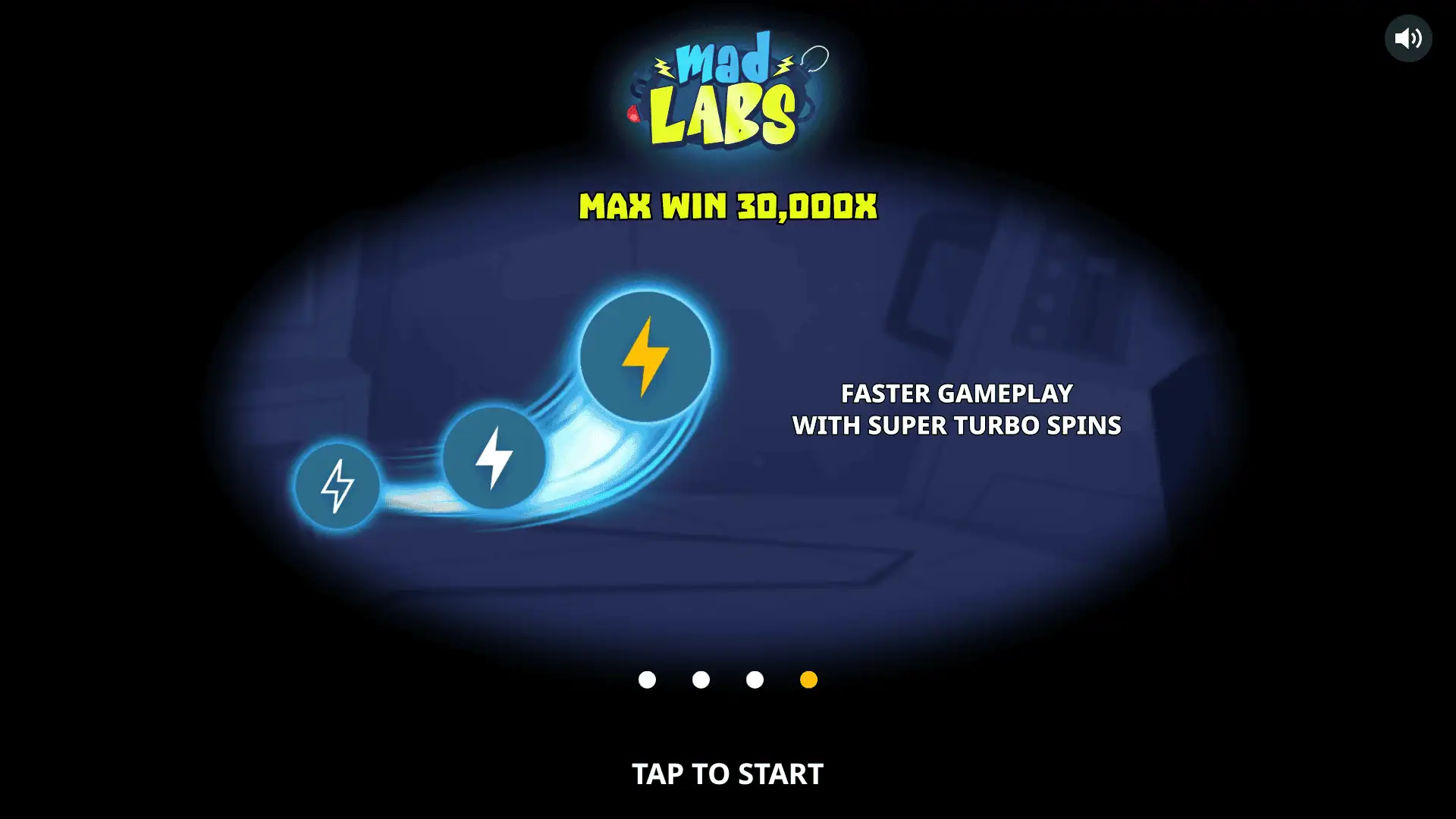 Mad Labs slot intro screen