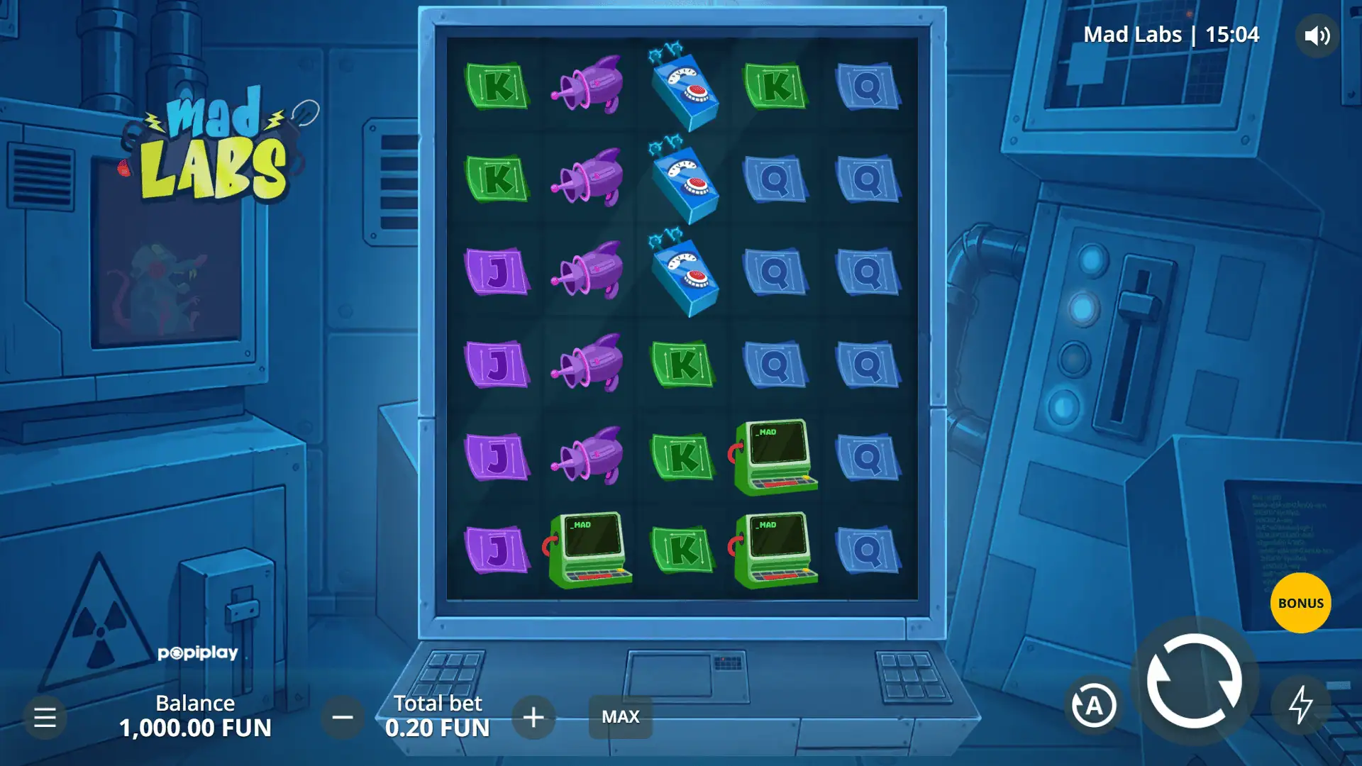 Mad Labs slot gameplay reels