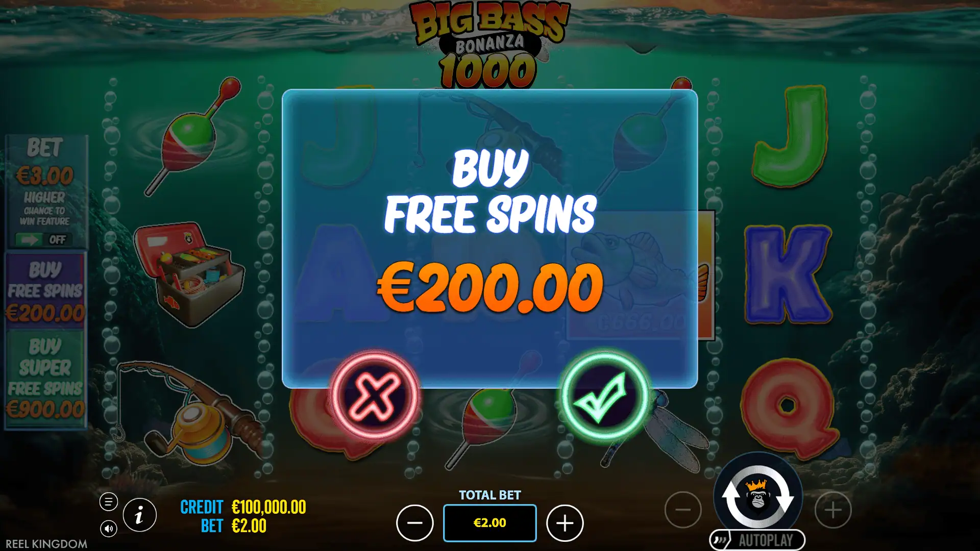 Big Bass Bonanza 1000 bonus buy menu