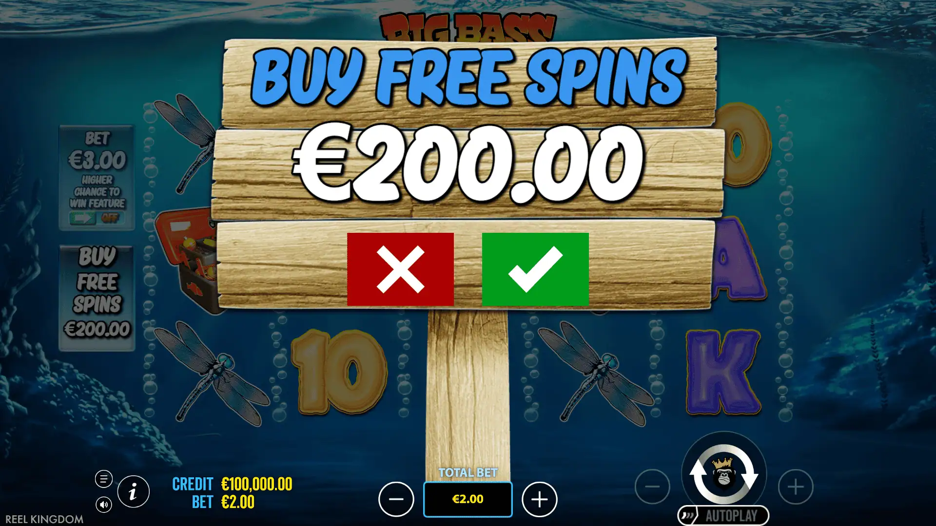 Big Bass Bonanza Reel Action bonus buy menu