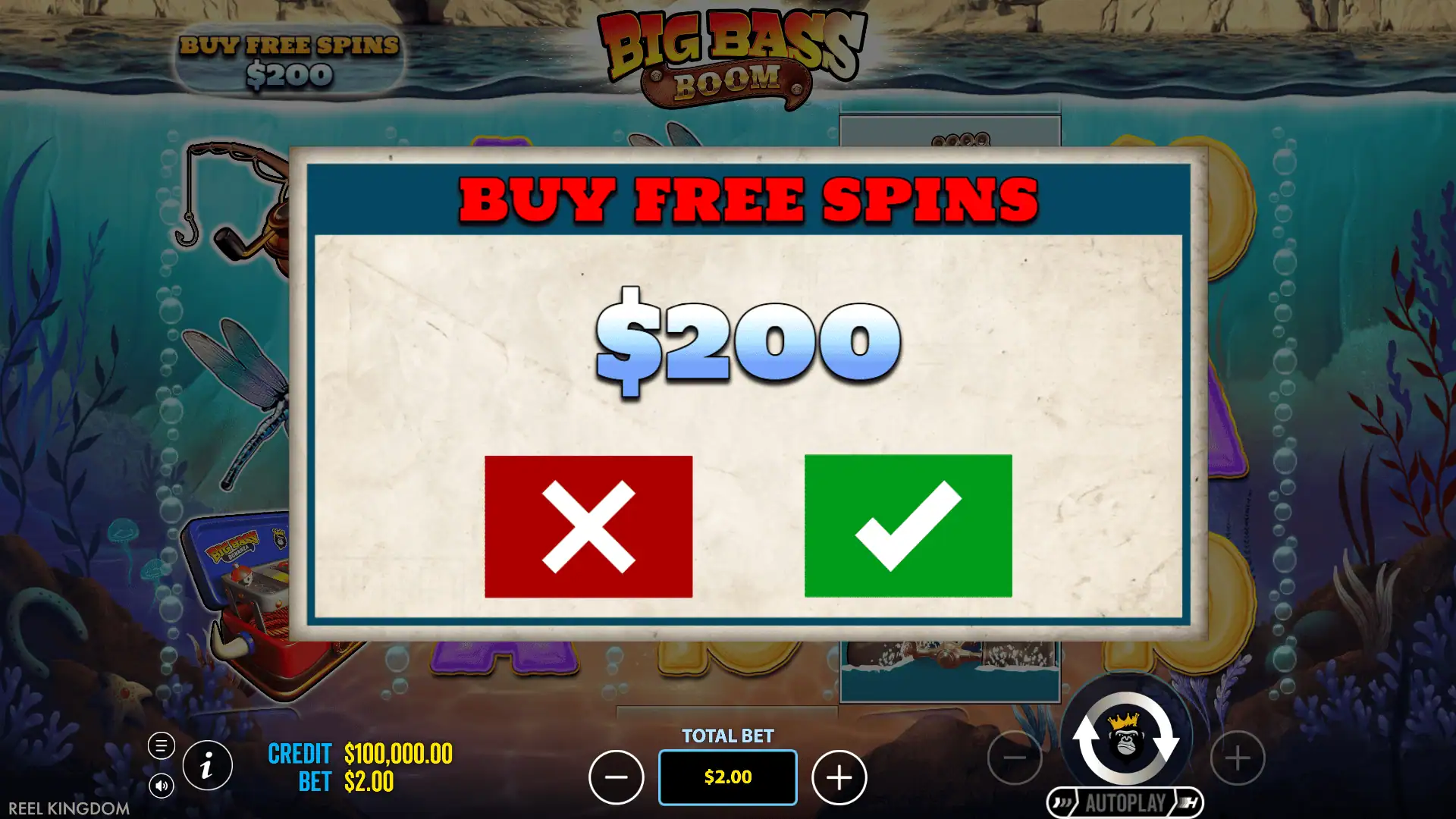 Big Bass Boom bonus buy menu