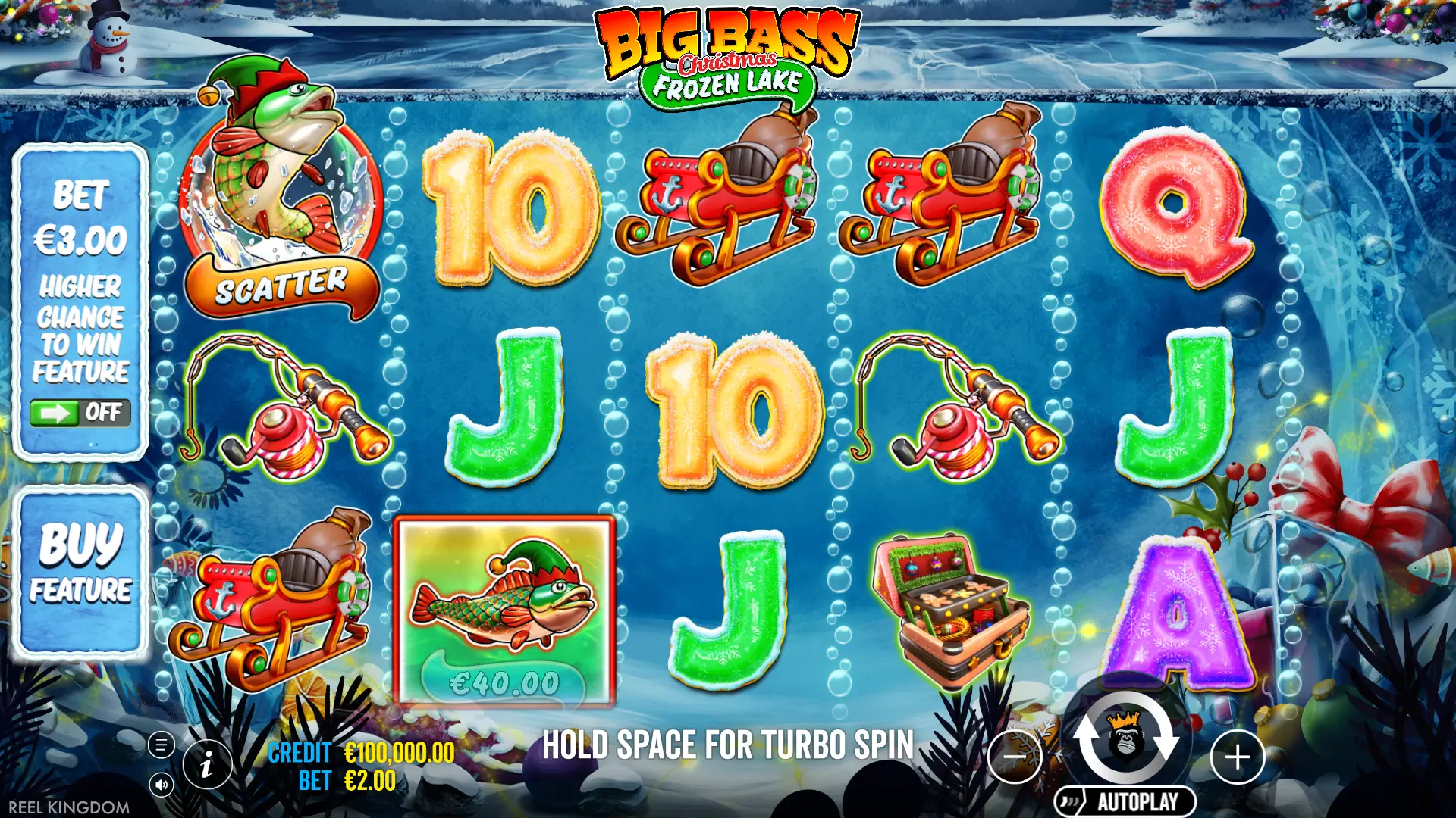 Big Bass Christmas Frozen Lake slot gameplay reels