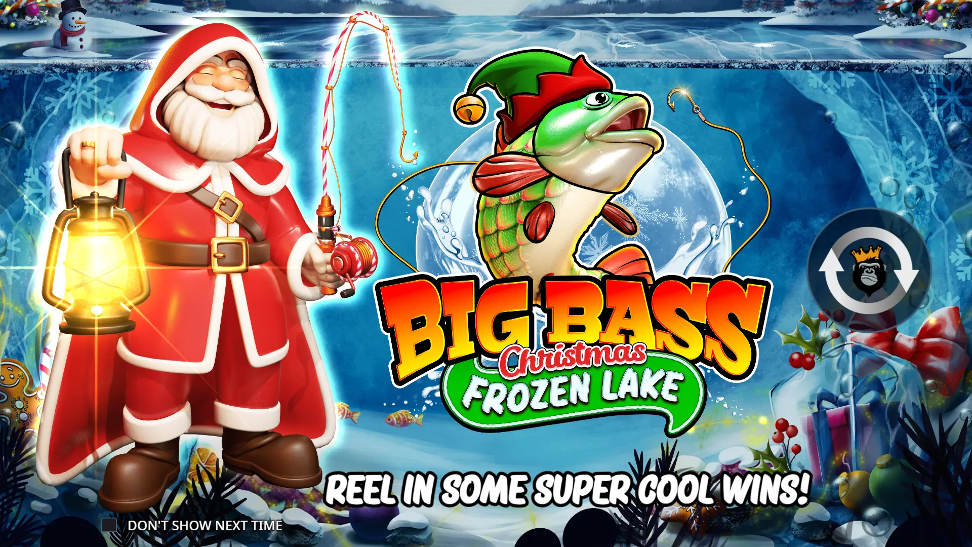 Big Bass Christmas Frozen Lake slot intro screen
