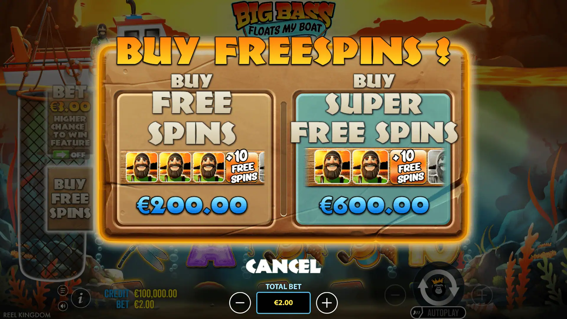 Big Bass Floats My Boat bonus buy menu