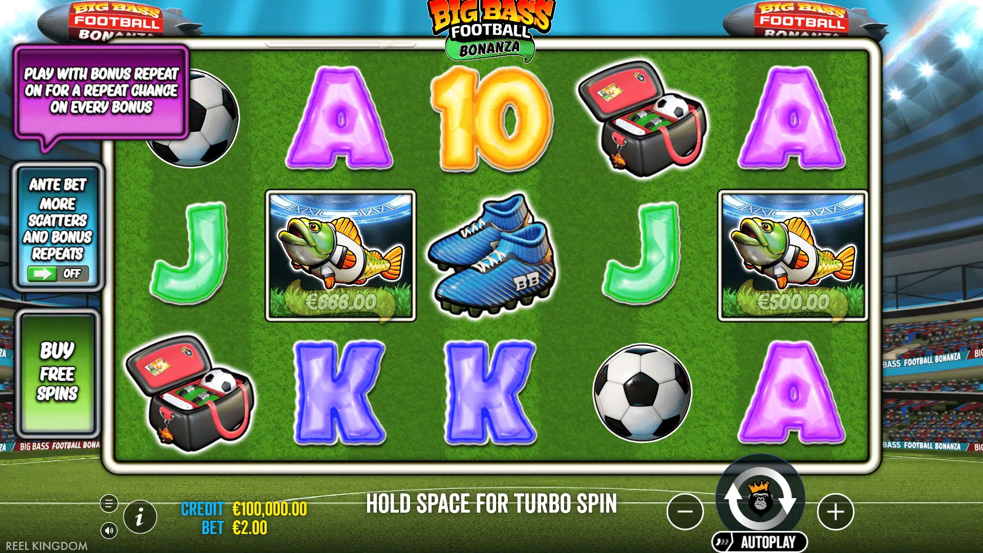 Big Bass Football Bonanza slot gameplay reels