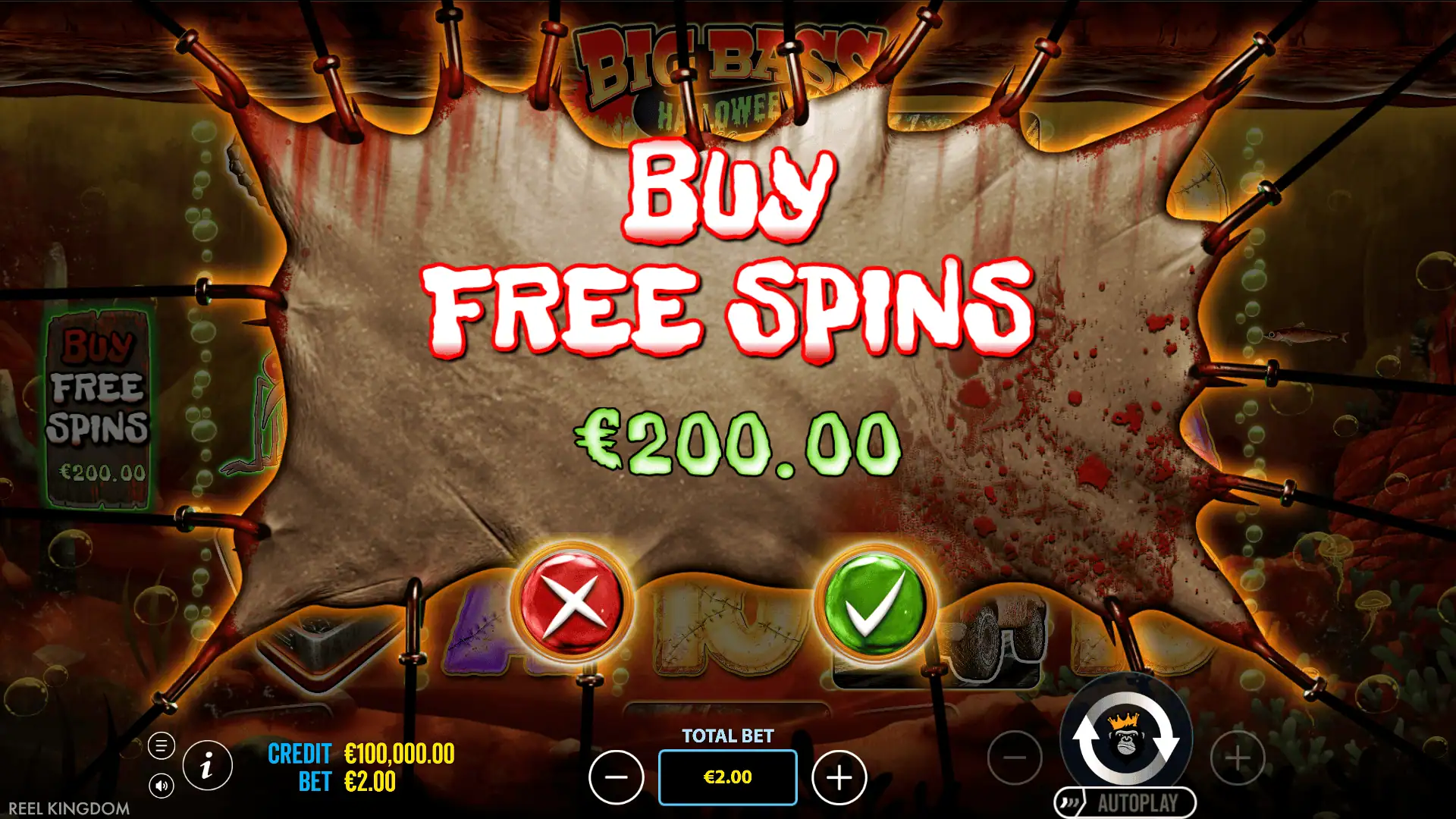 Big Bass Halloween II bonus buy menu