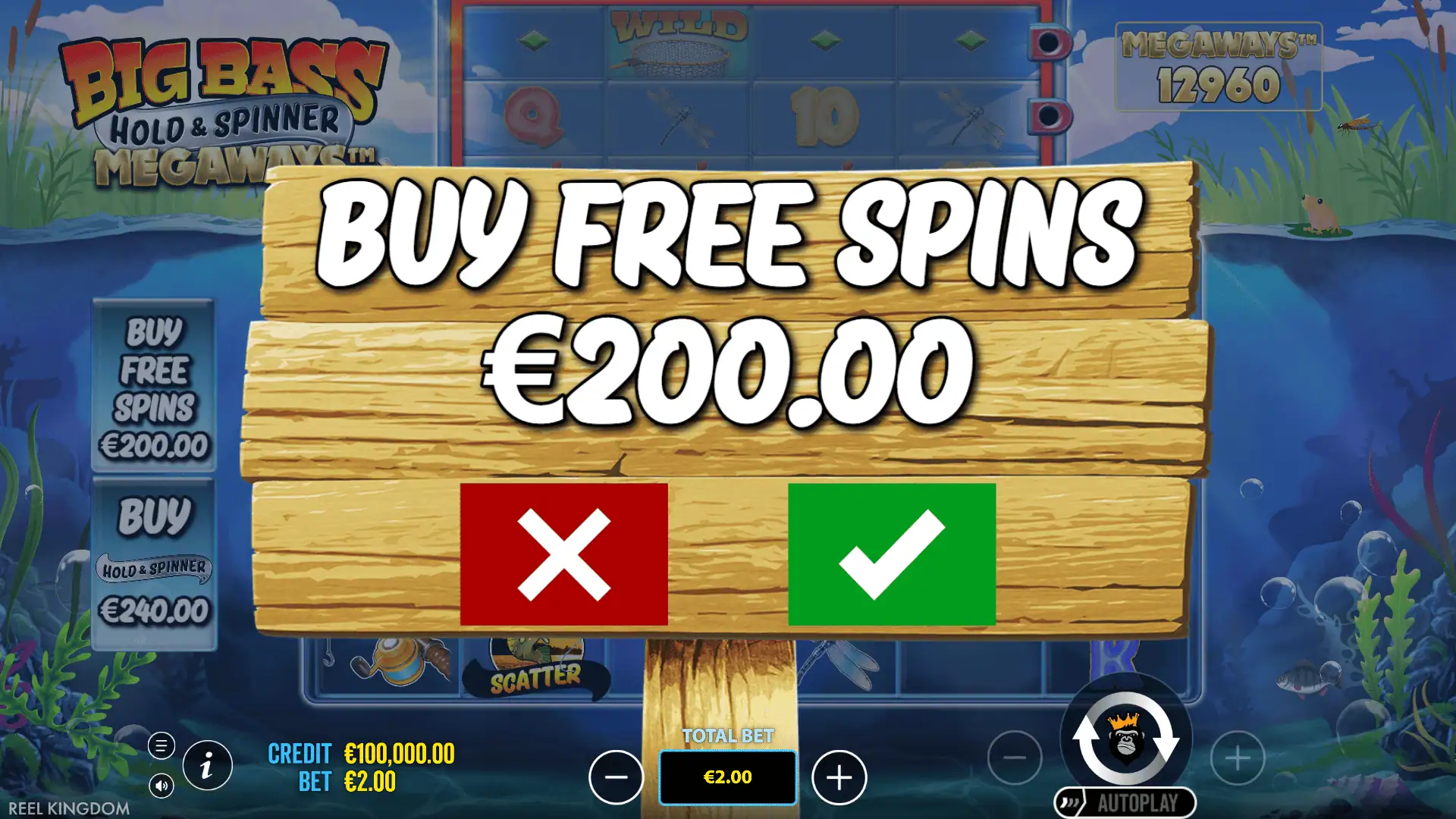 Big Bass Hold & Spinner Megaways bonus buy menu