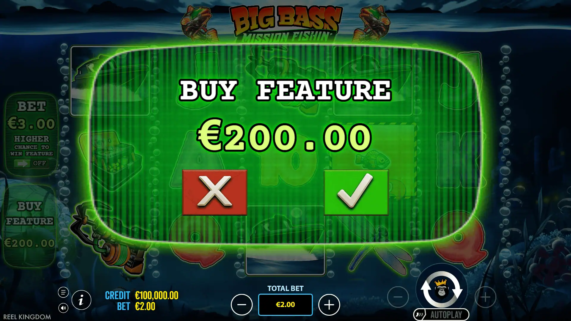 Big Bass Mission Fishin&rsquo; bonus buy menu