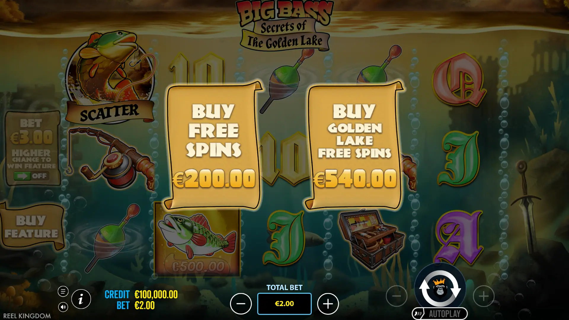 Big Bass Secrets of the Golden Lake bonus buy menu