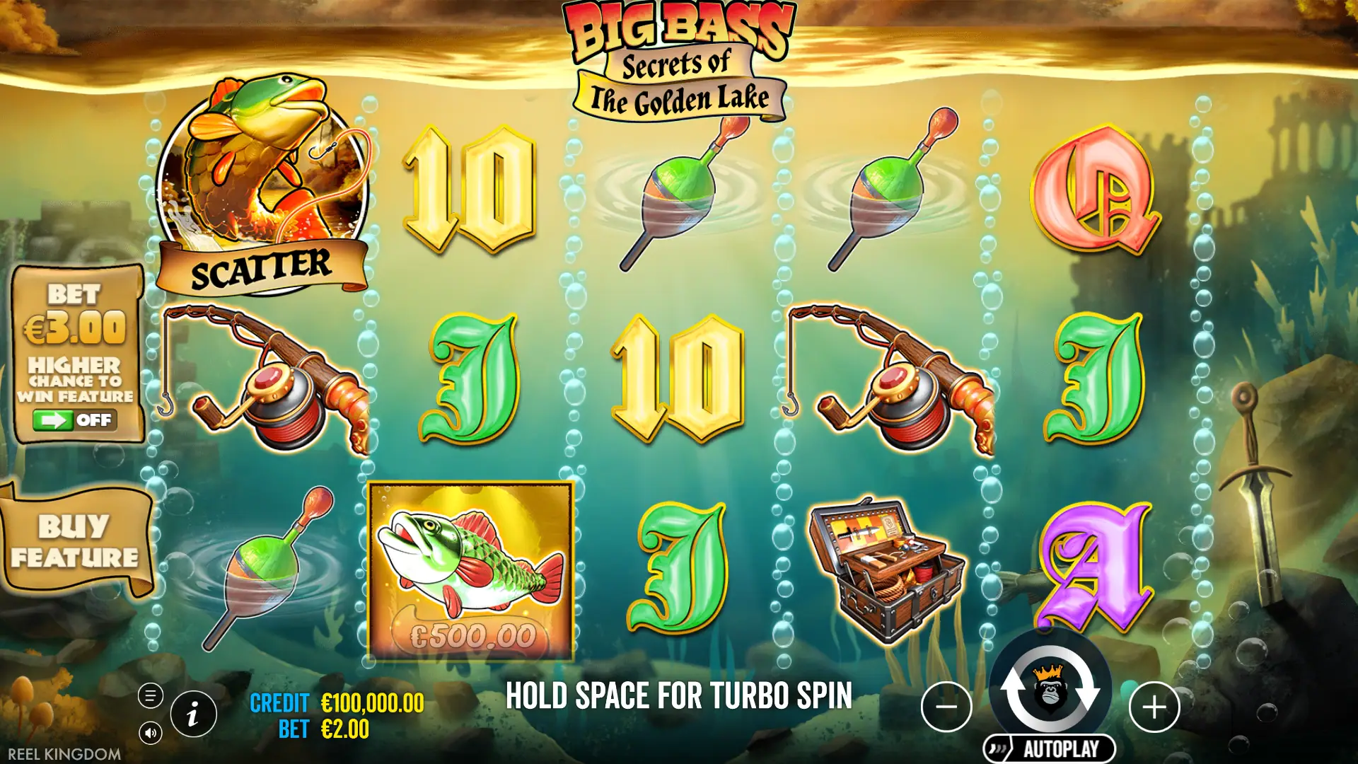 Big Bass Secrets of the Golden Lake slot gameplay reels