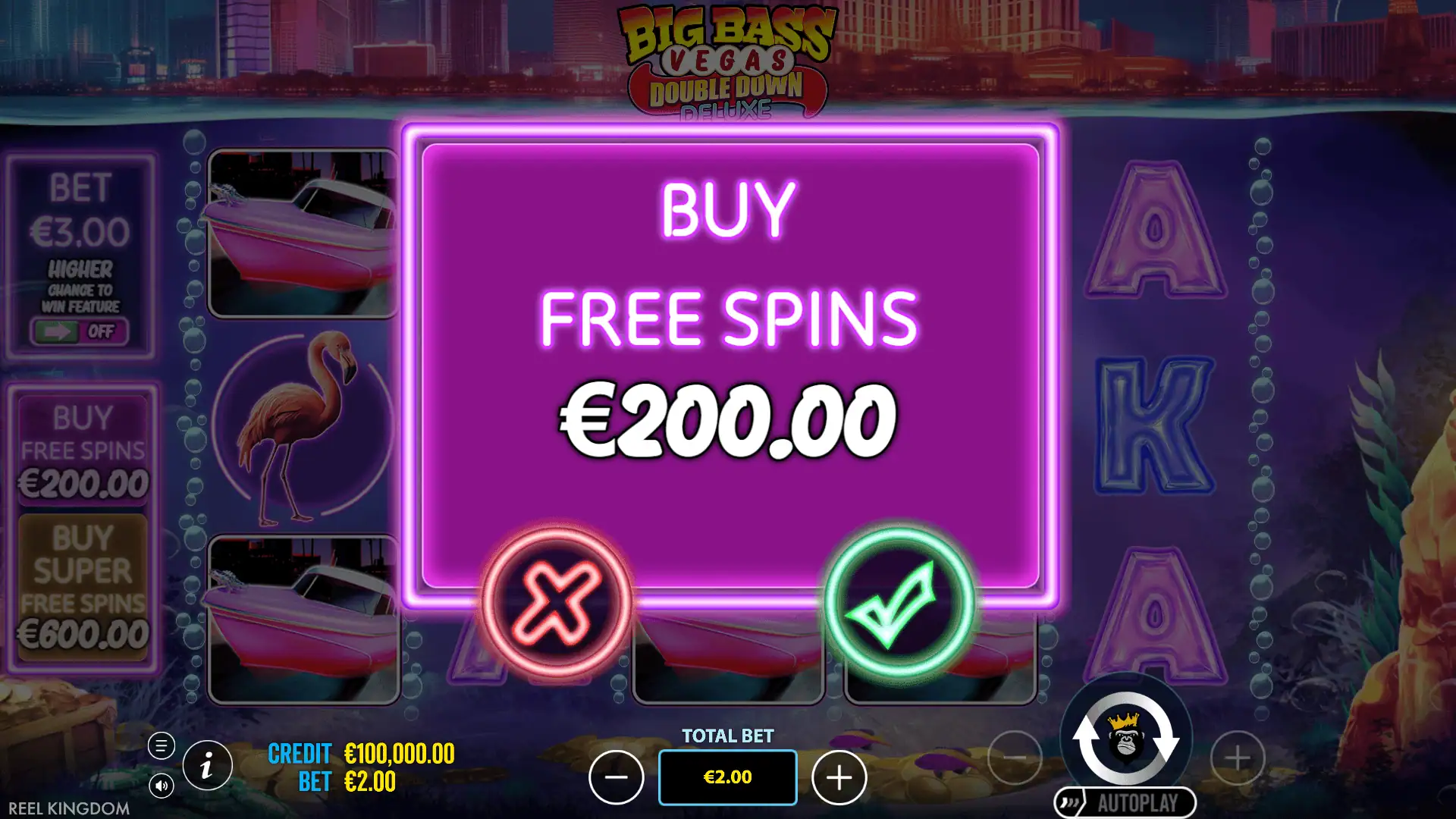 Big Bass Vegas Double Down Deluxe bonus buy menu