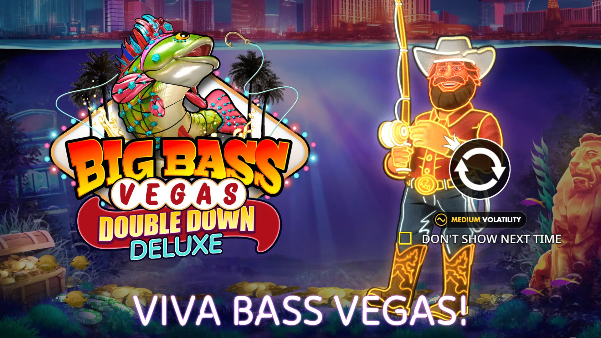 Big Bass Vegas Double Down Deluxe slot intro screen
