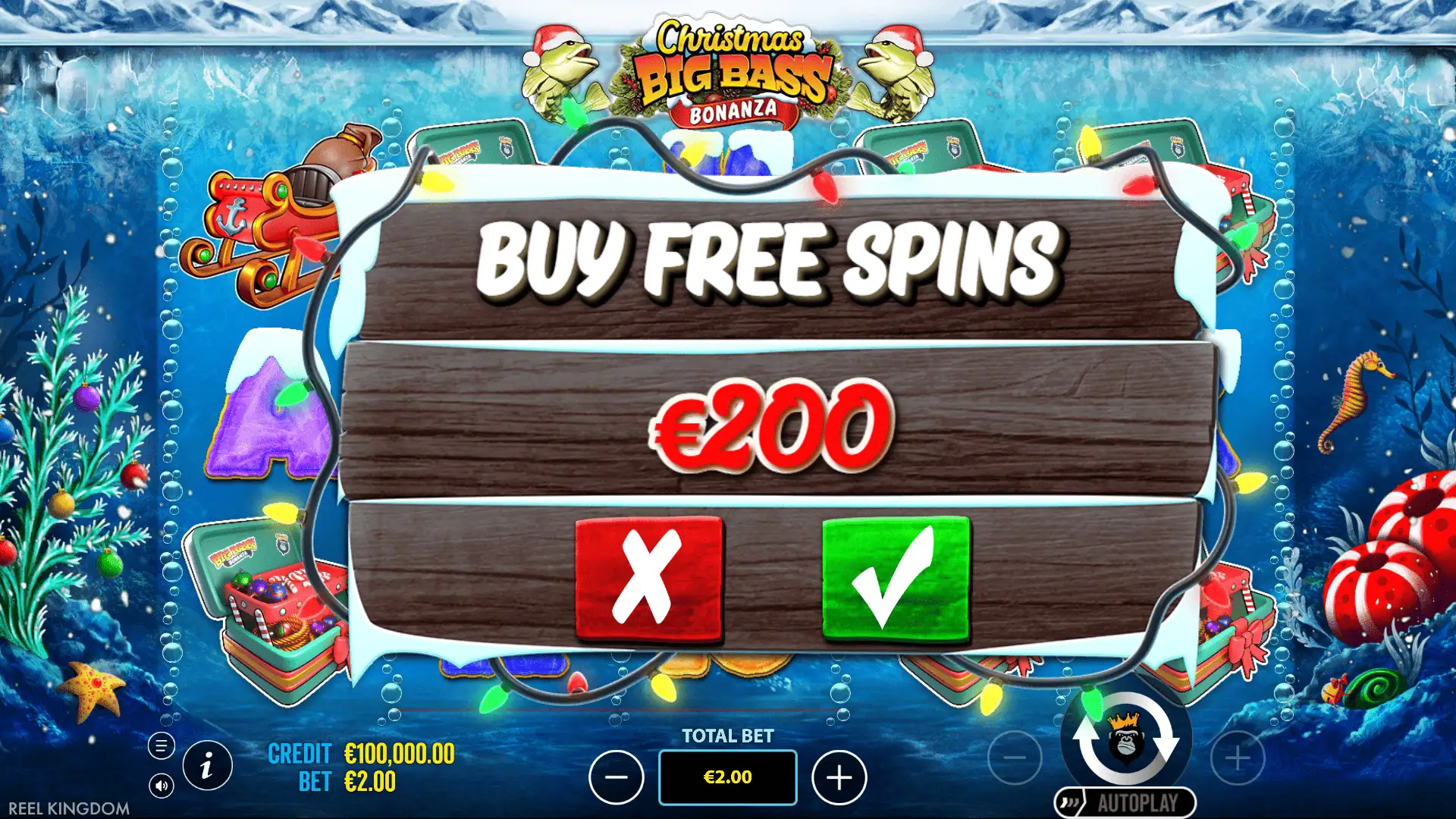 Christmas Big Bass Bonanza bonus buy menu
