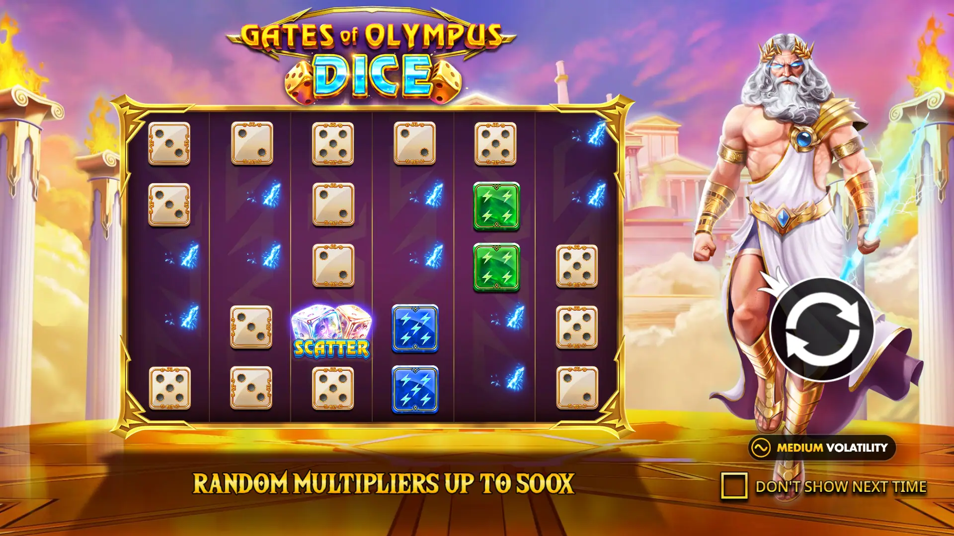 Gates of Olympus Dice slot intro screen