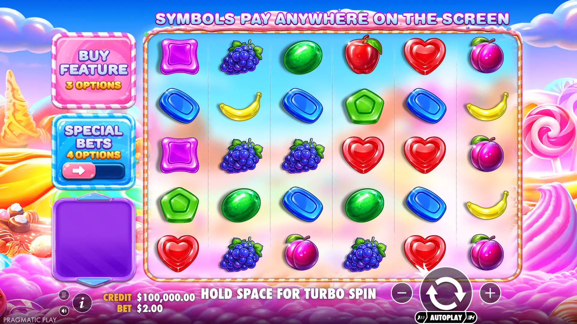 Sweet Bonanza 2500 slot gameplay reels