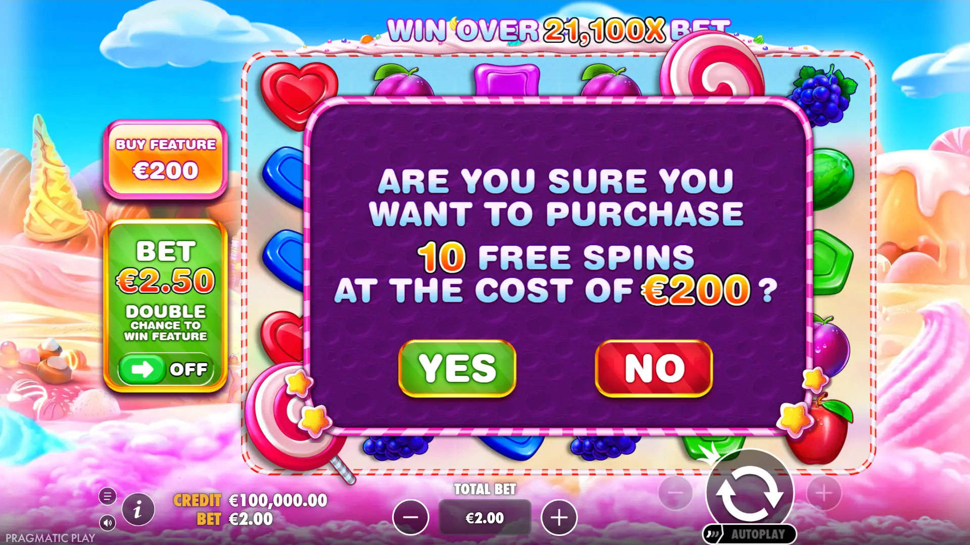 Sweet Bonanza bonus buy menu