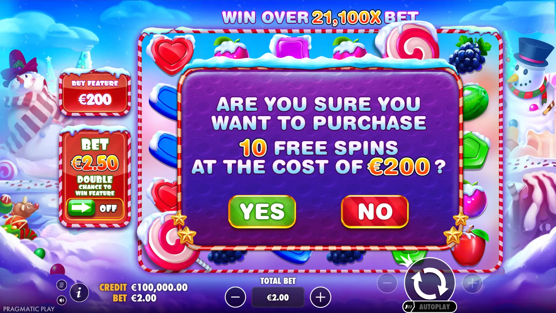 Sweet Bonanza Xmas bonus buy menu