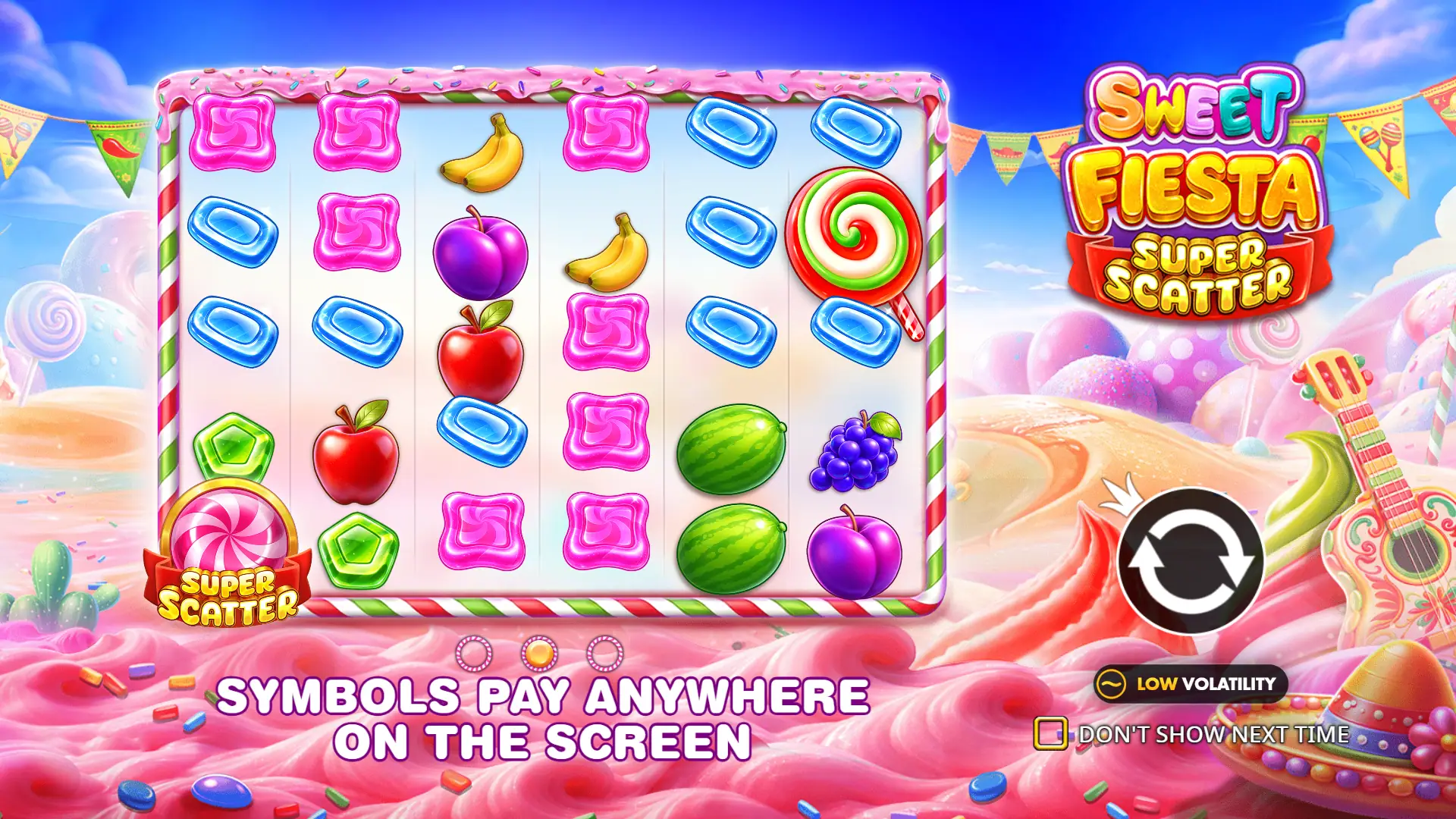 Sweet Fiesta Super Scatter slot intro screen