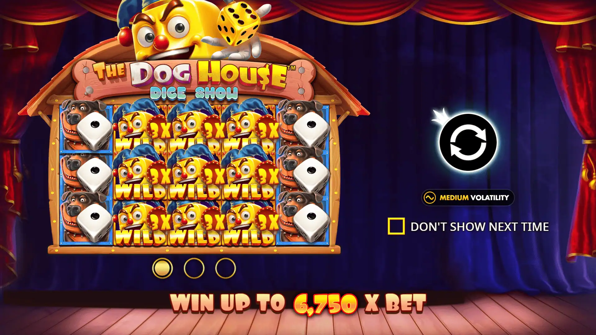 The Dog House Dice Show slot intro screen