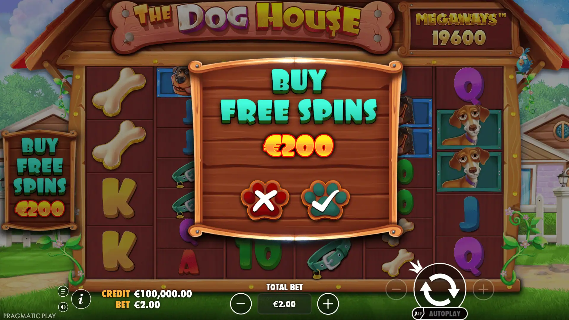 The Dog House Megaways bonus buy menu