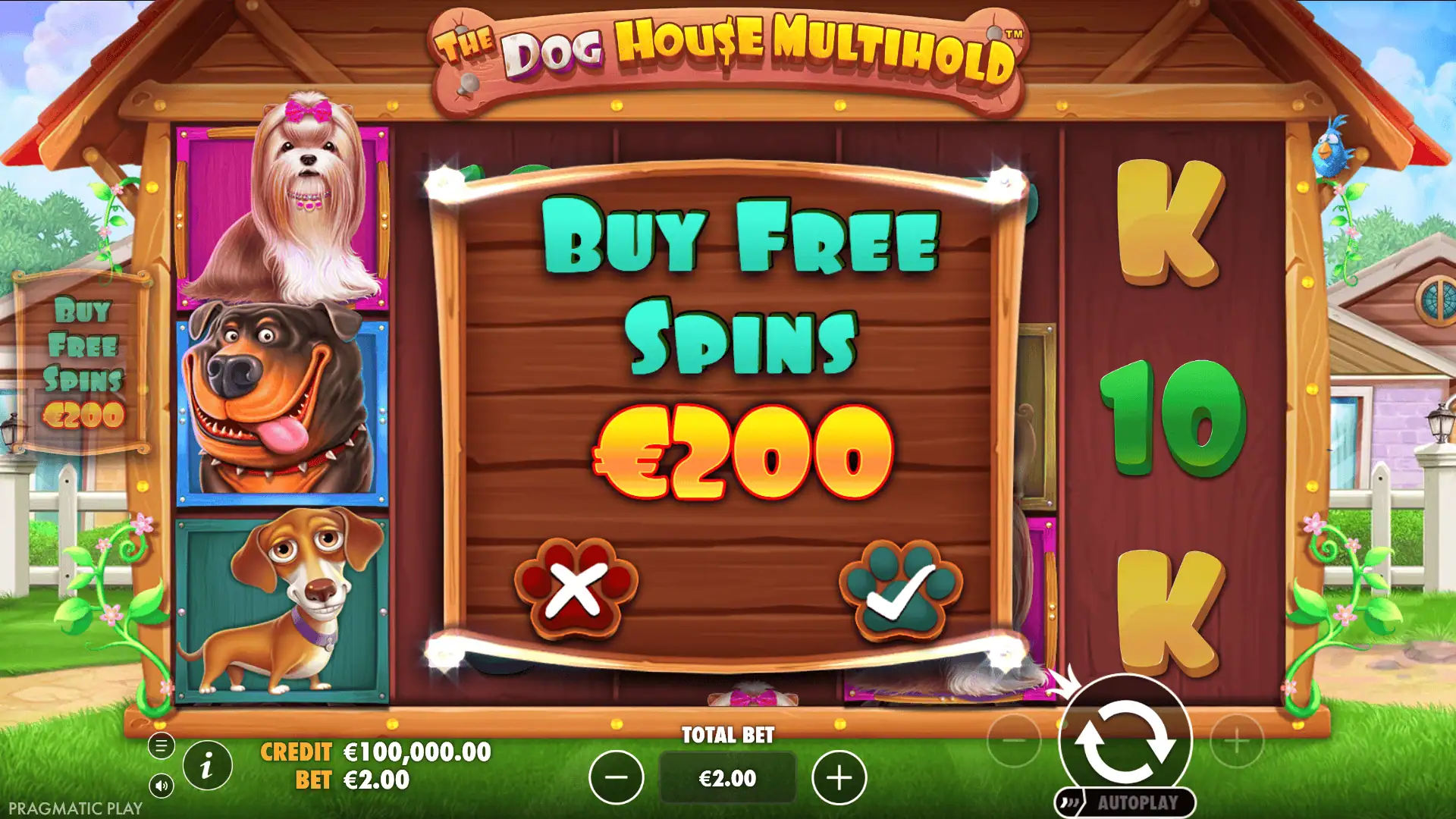 The Dog House Multihold bonus buy menu