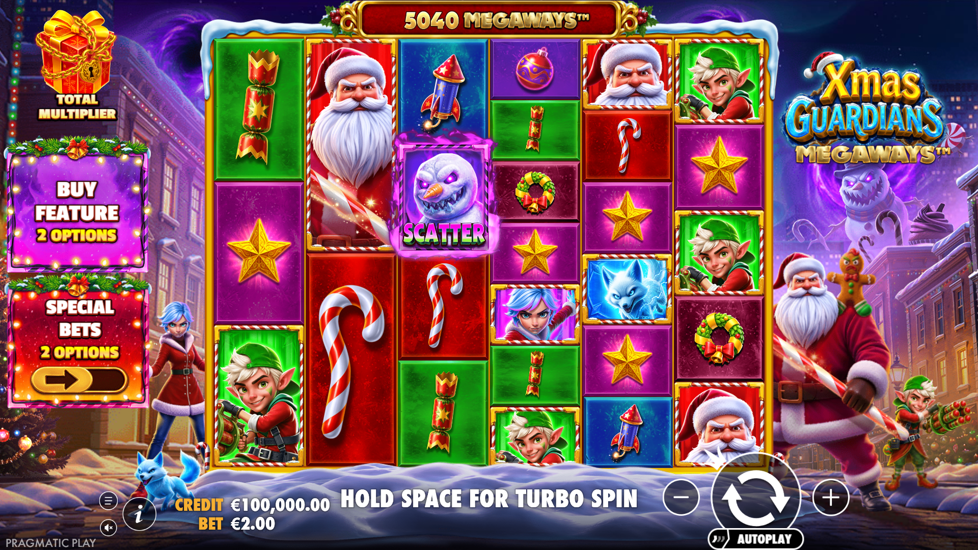 Xmas Guardians Megaways slot gameplay reels