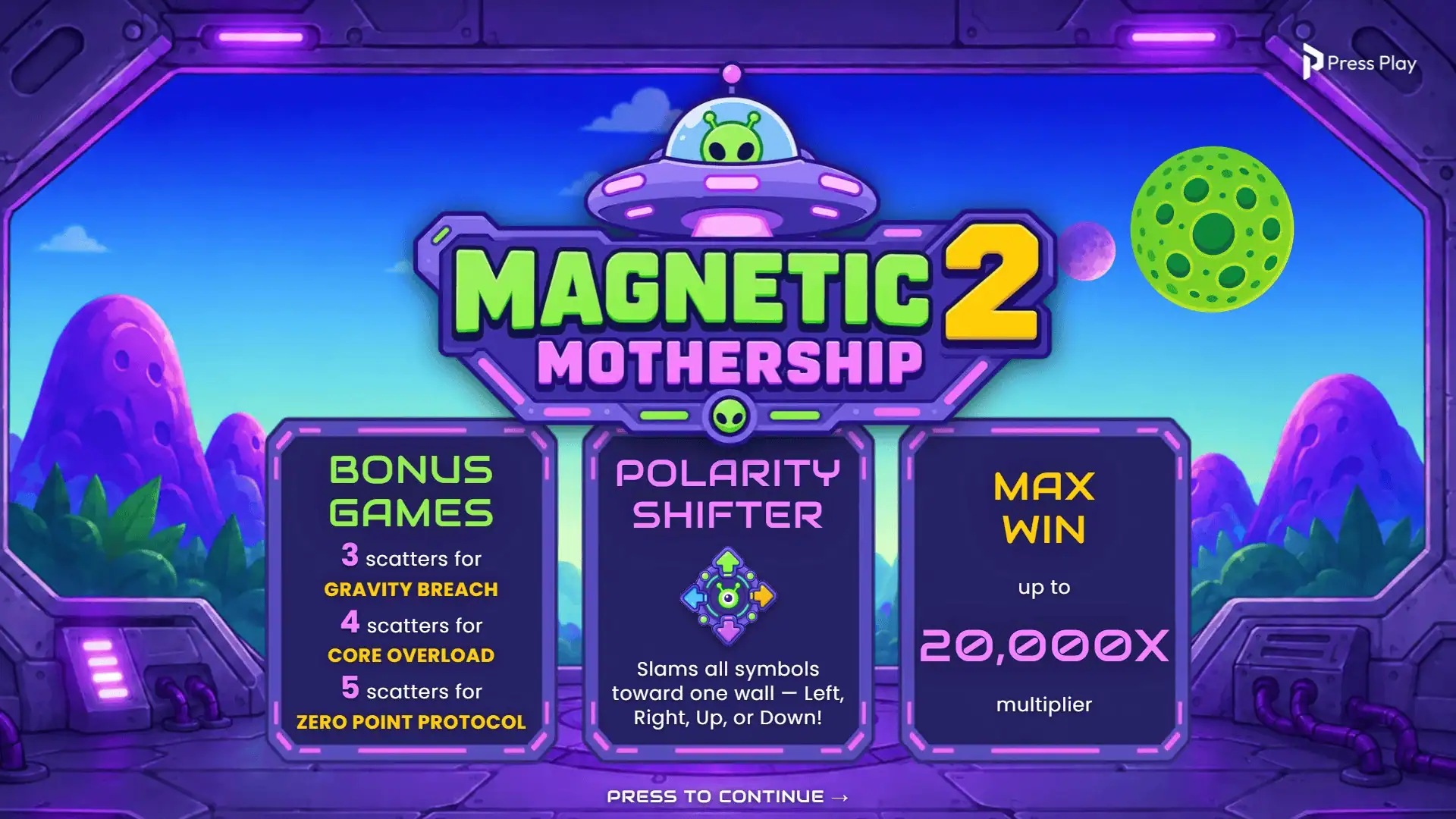 Magnetic 2 Mothership slot intro screen