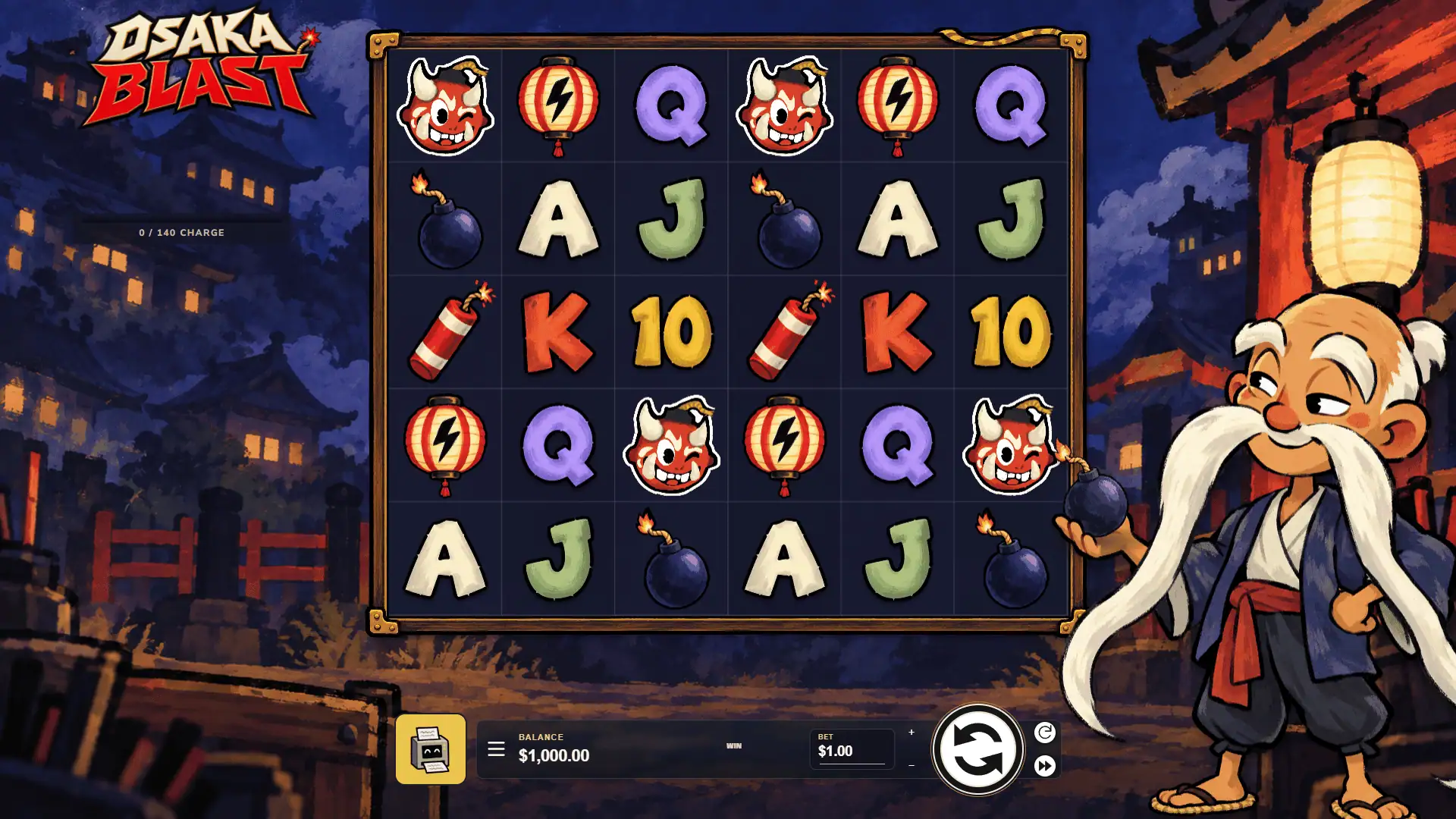 Osaka Blast slot gameplay reels