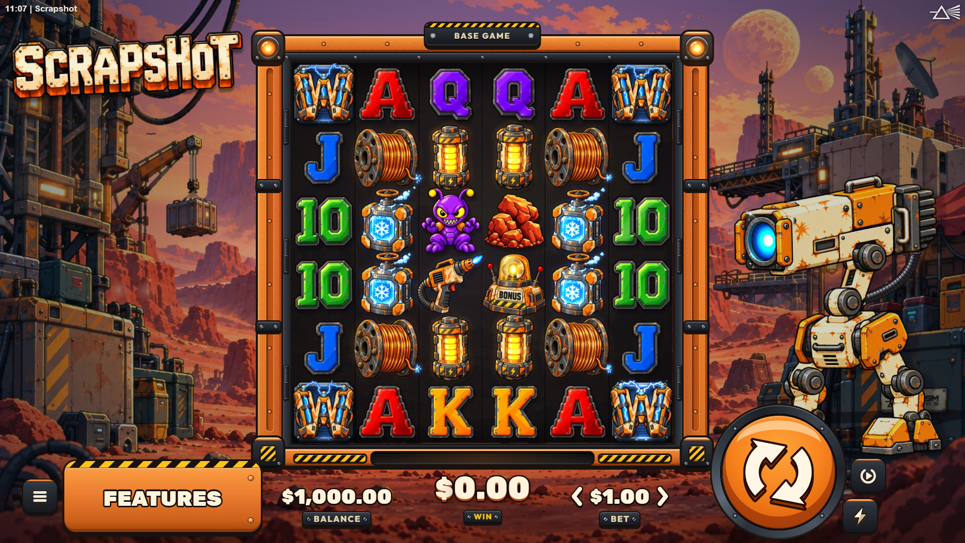 Scrapshot slot gameplay reels