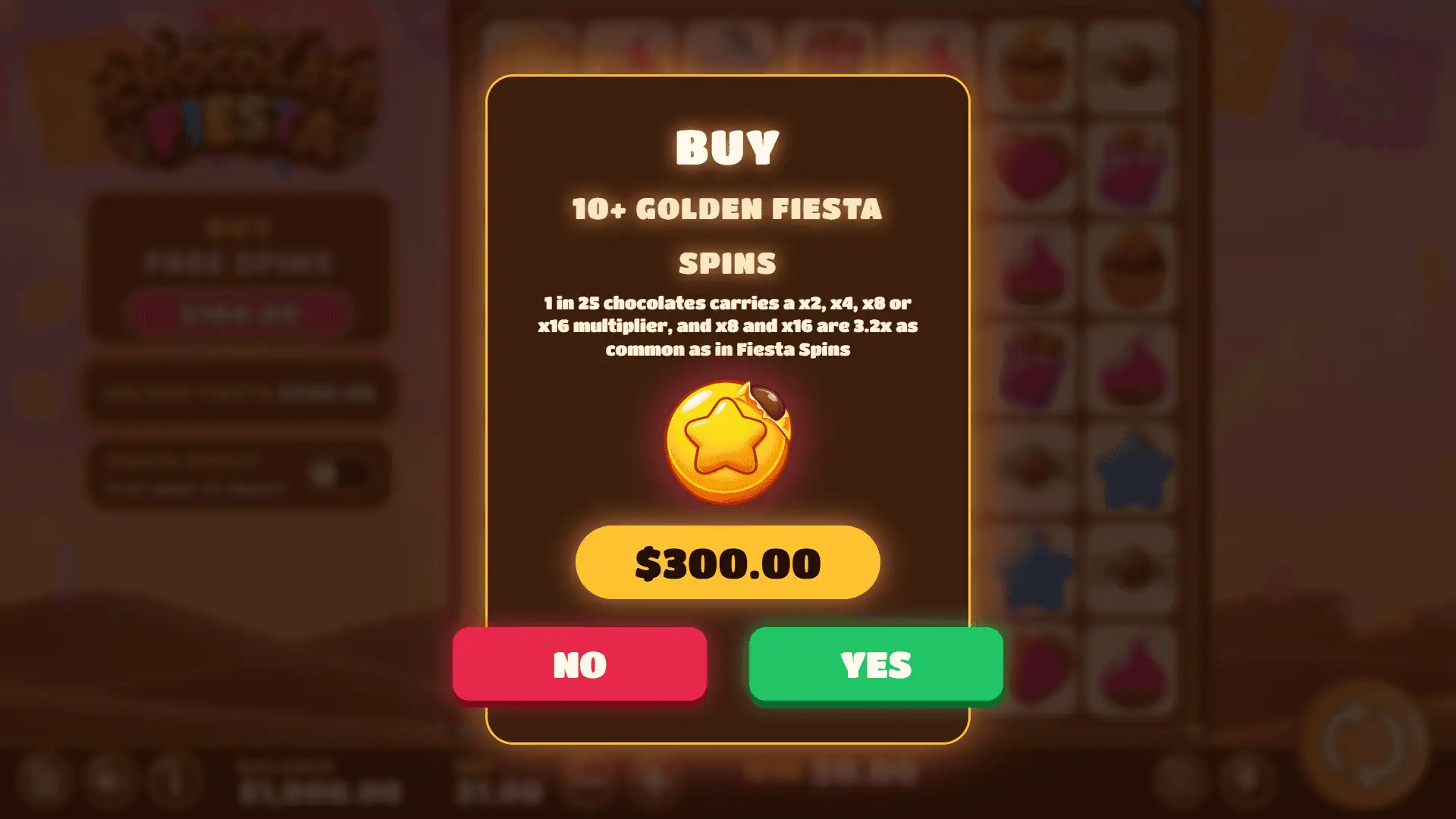 Chocolate Fiesta bonus buy menu