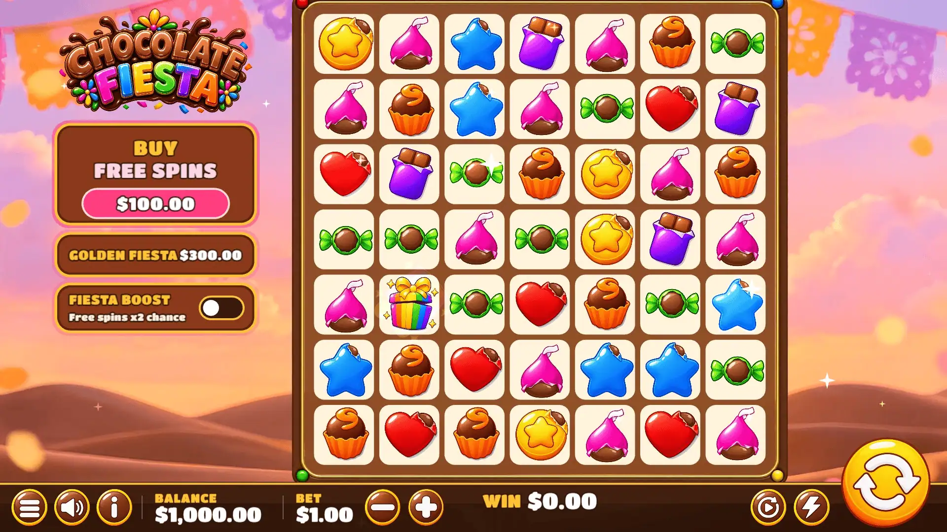 Chocolate Fiesta slot gameplay reels