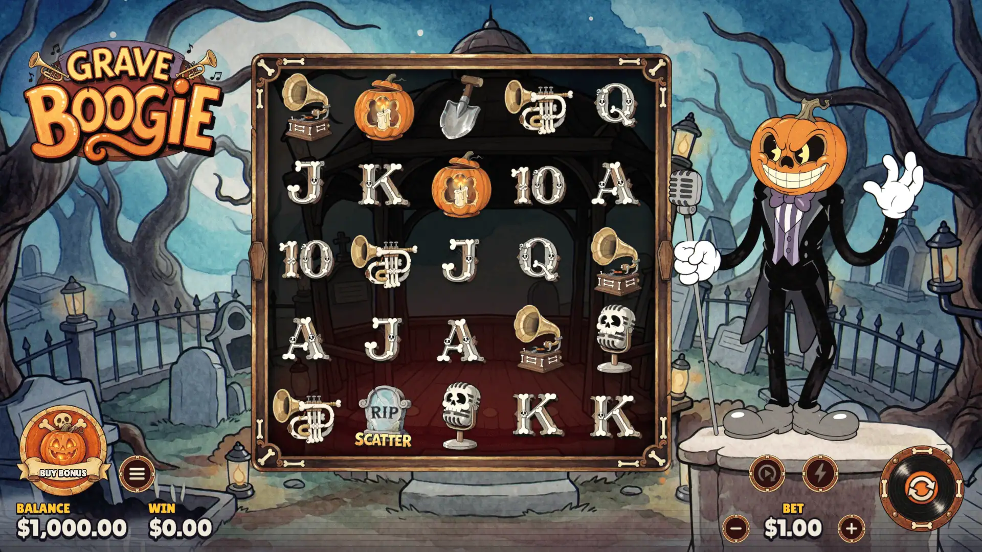 Grave Boogie slot gameplay reels