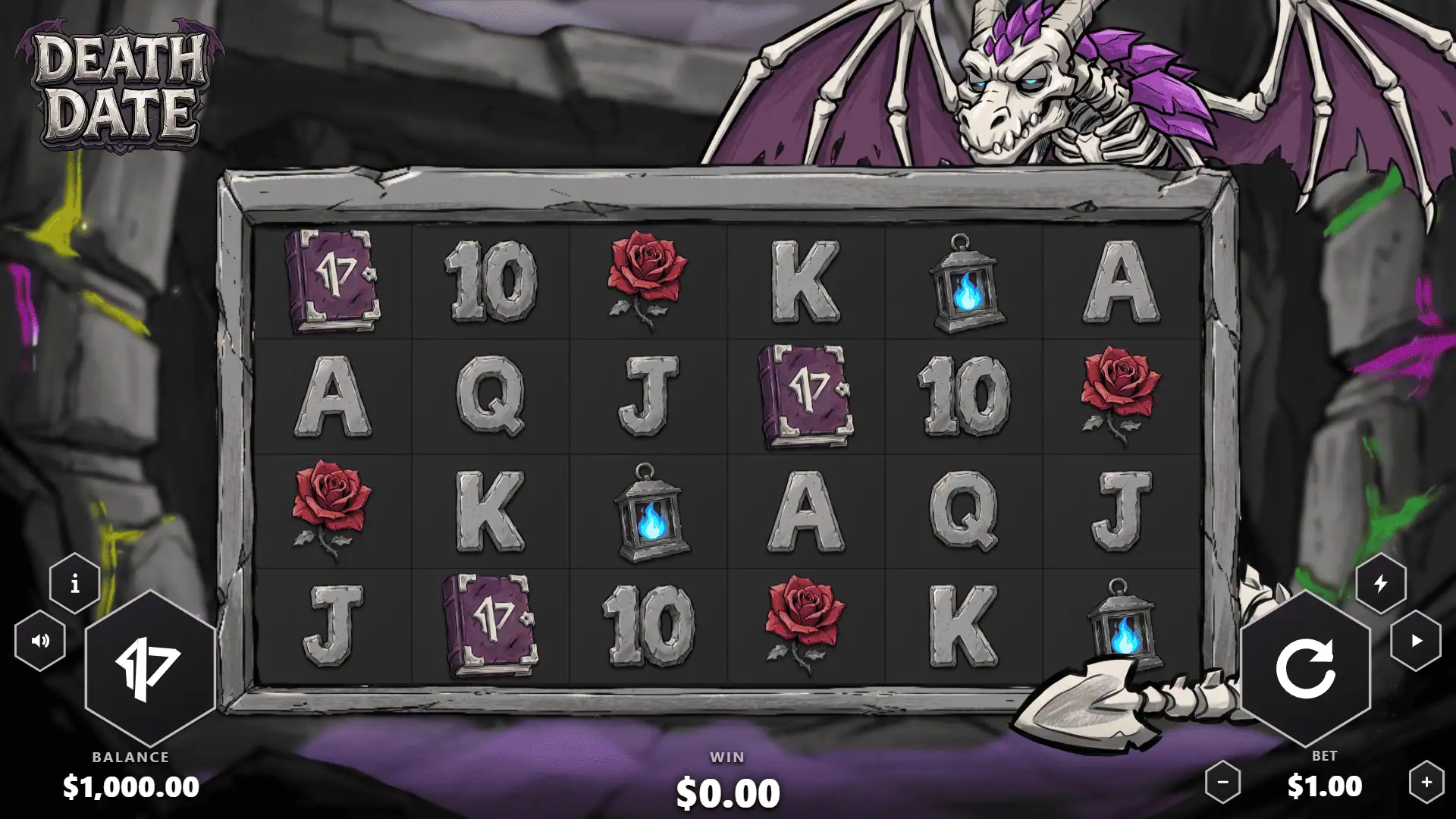 Death Date slot gameplay reels