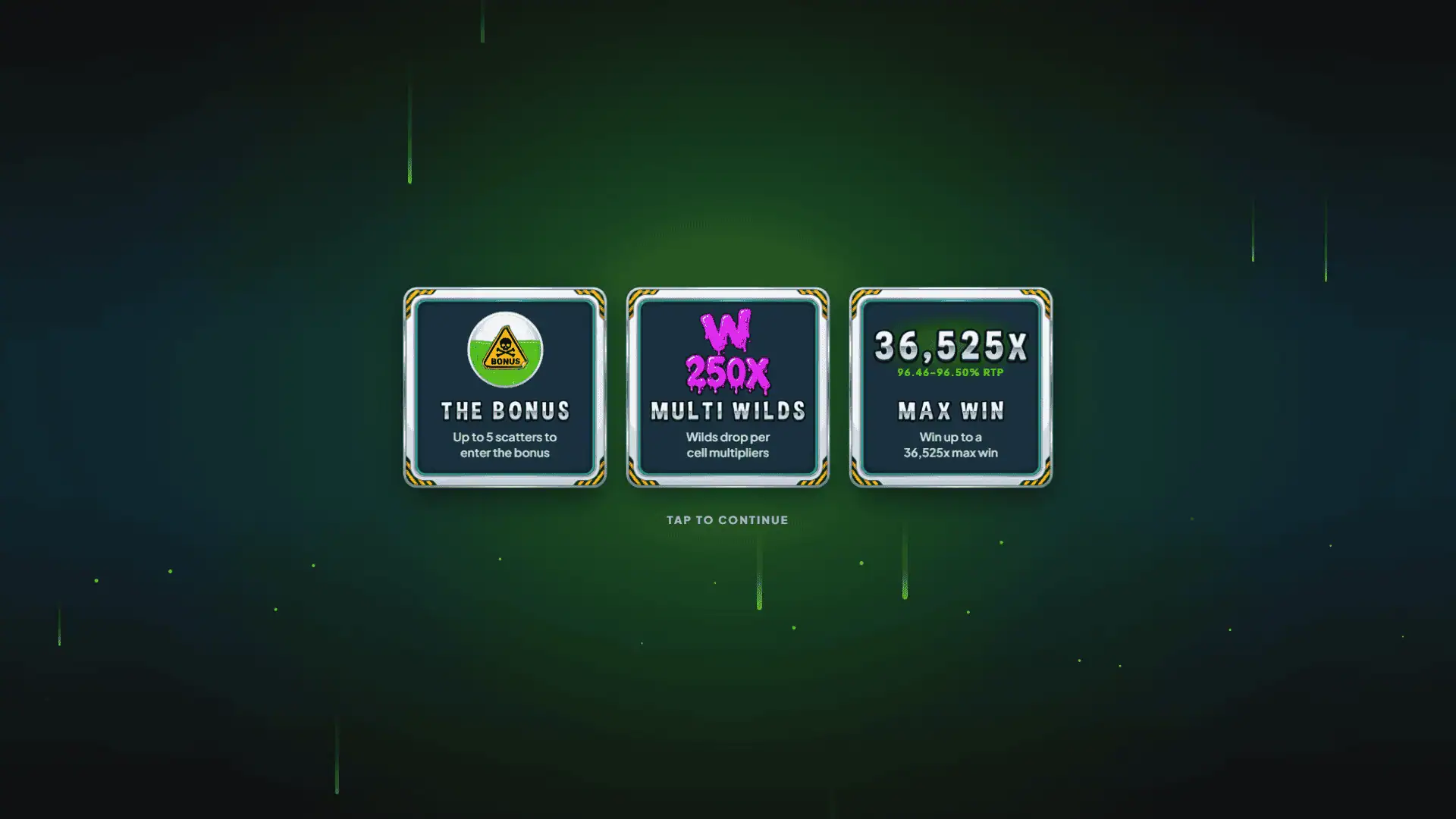 The Dead Drop: Quarantine slot intro screen