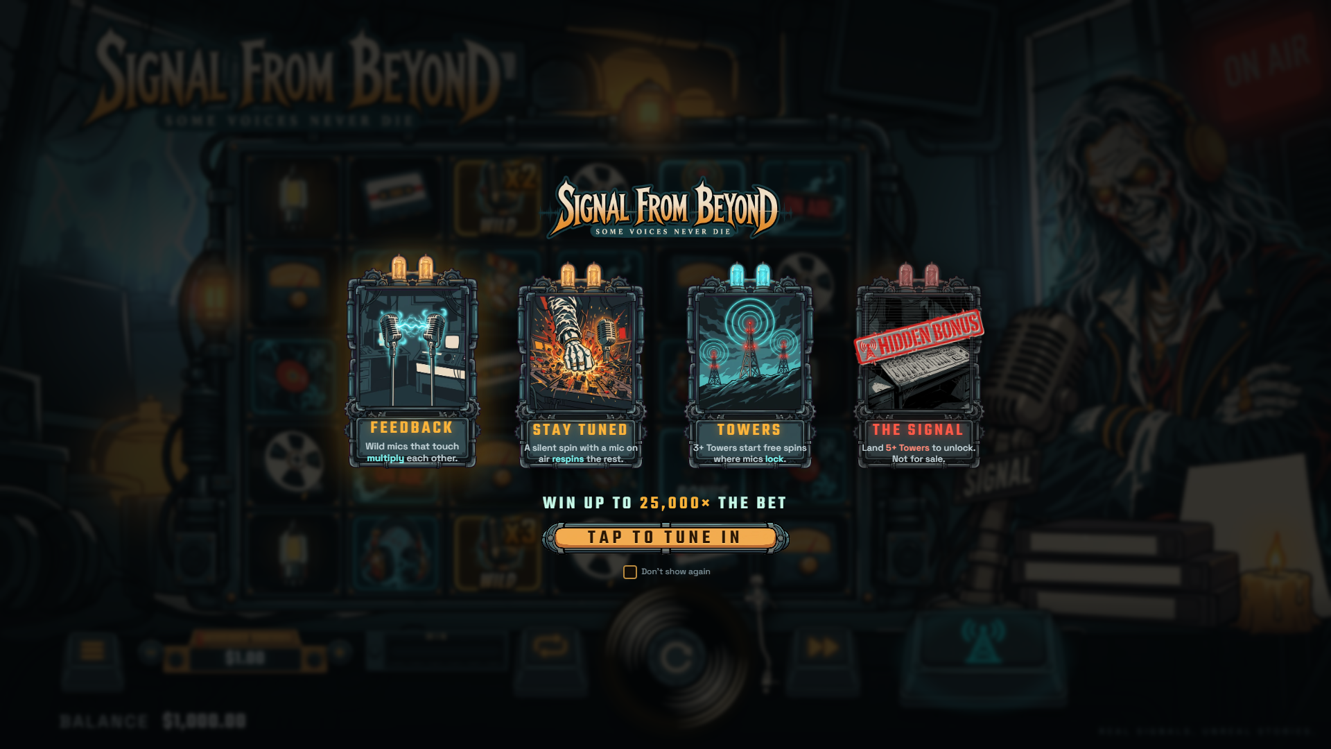 Signal From Beyond slot intro screen