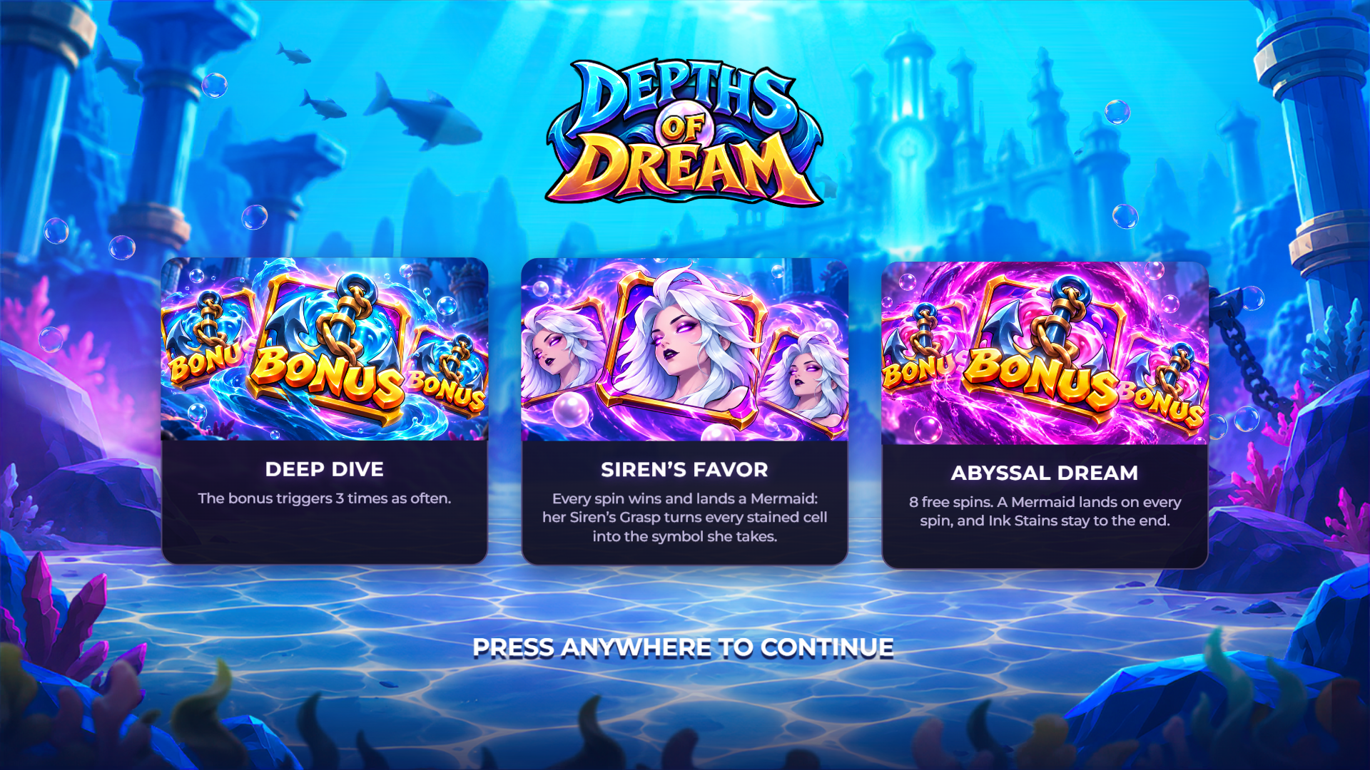 Depths of Dream slot intro screen