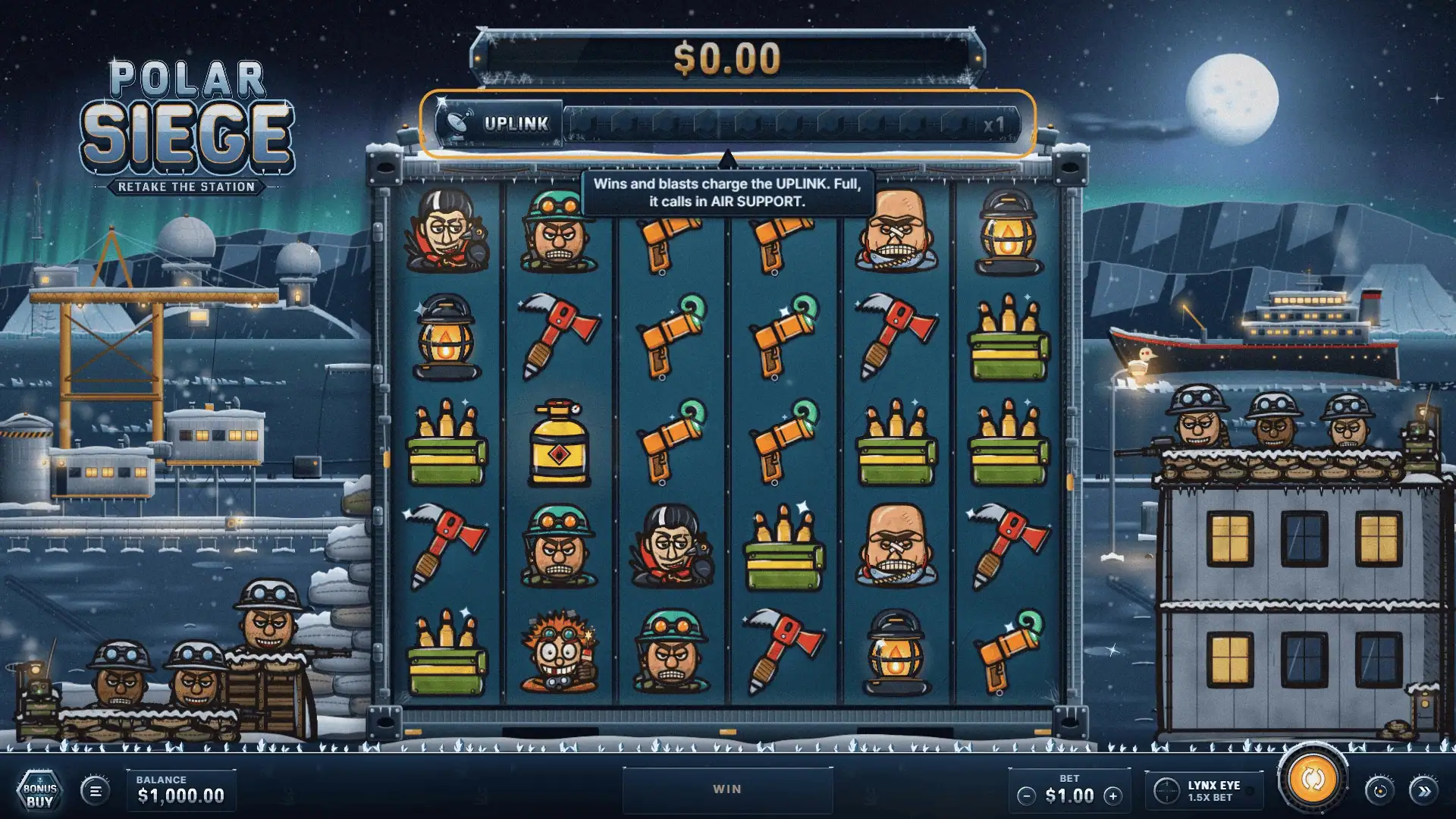 Polar Seige slot gameplay reels