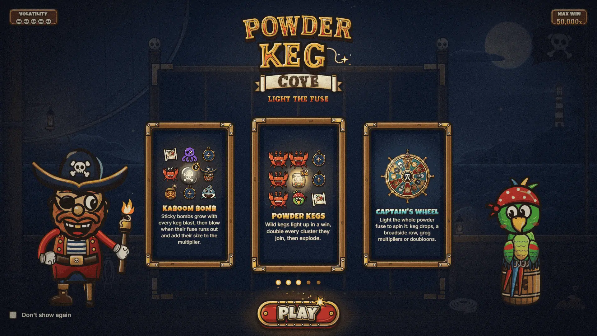 Powder Keg Cove slot intro screen