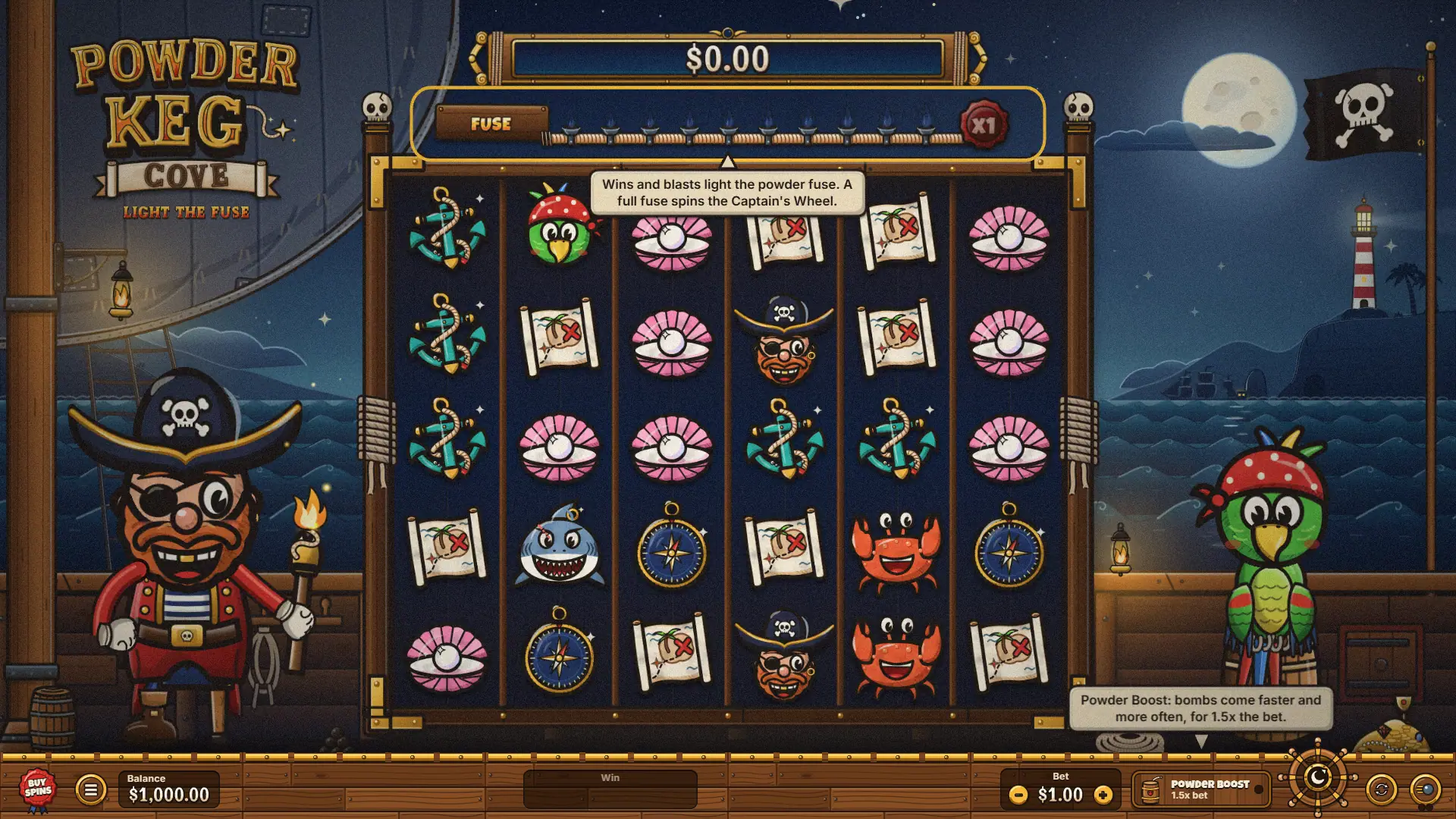 Powder Keg Cove slot gameplay reels