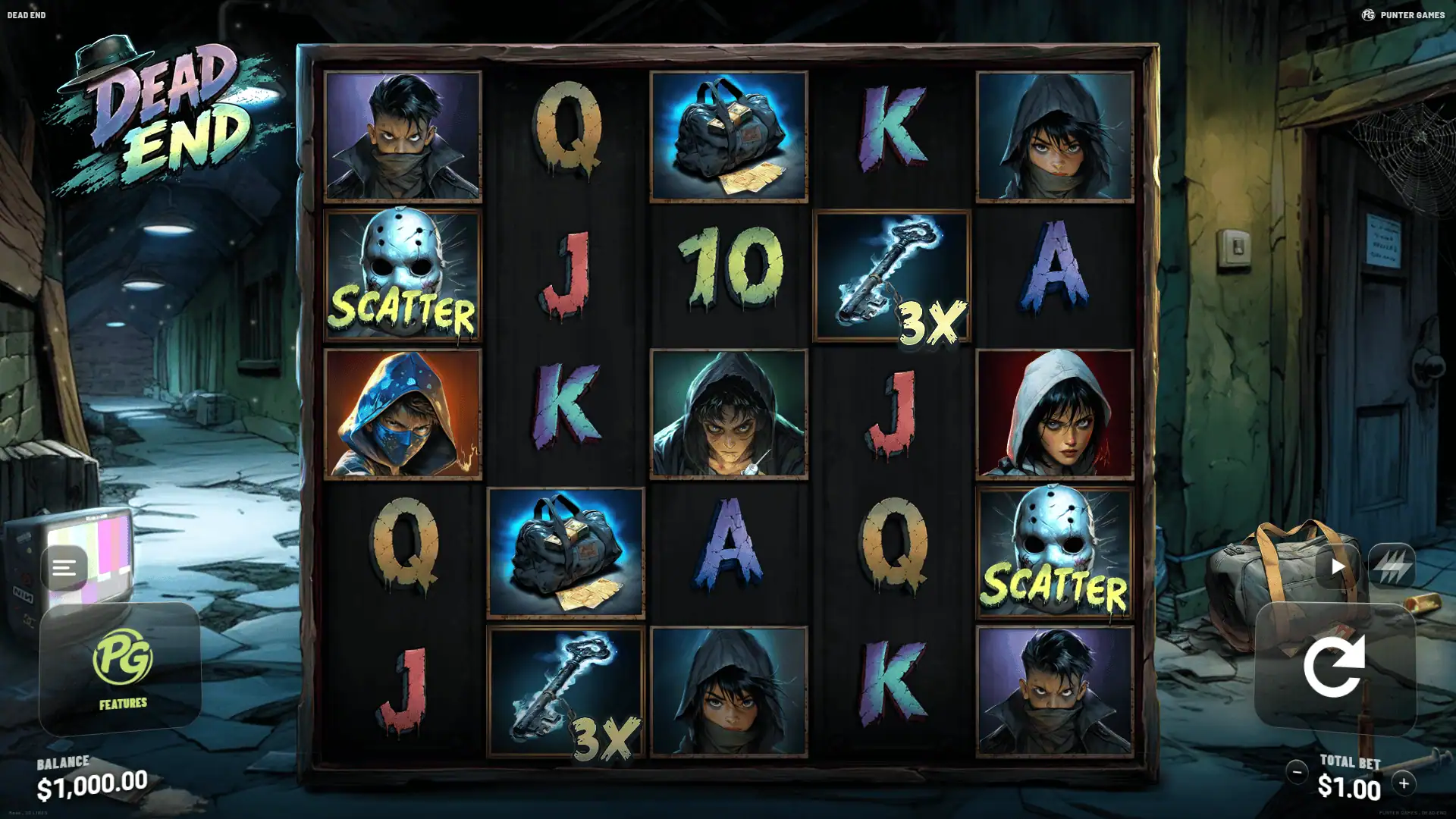 Dead End slot gameplay reels