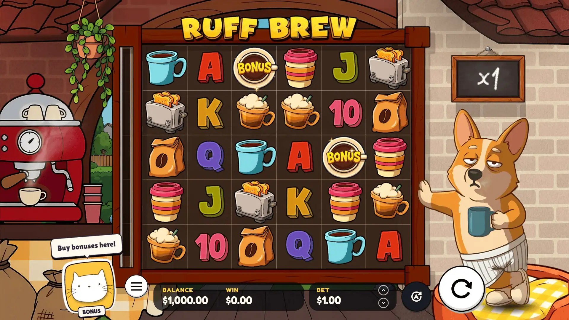 Ruff Brew slot gameplay reels