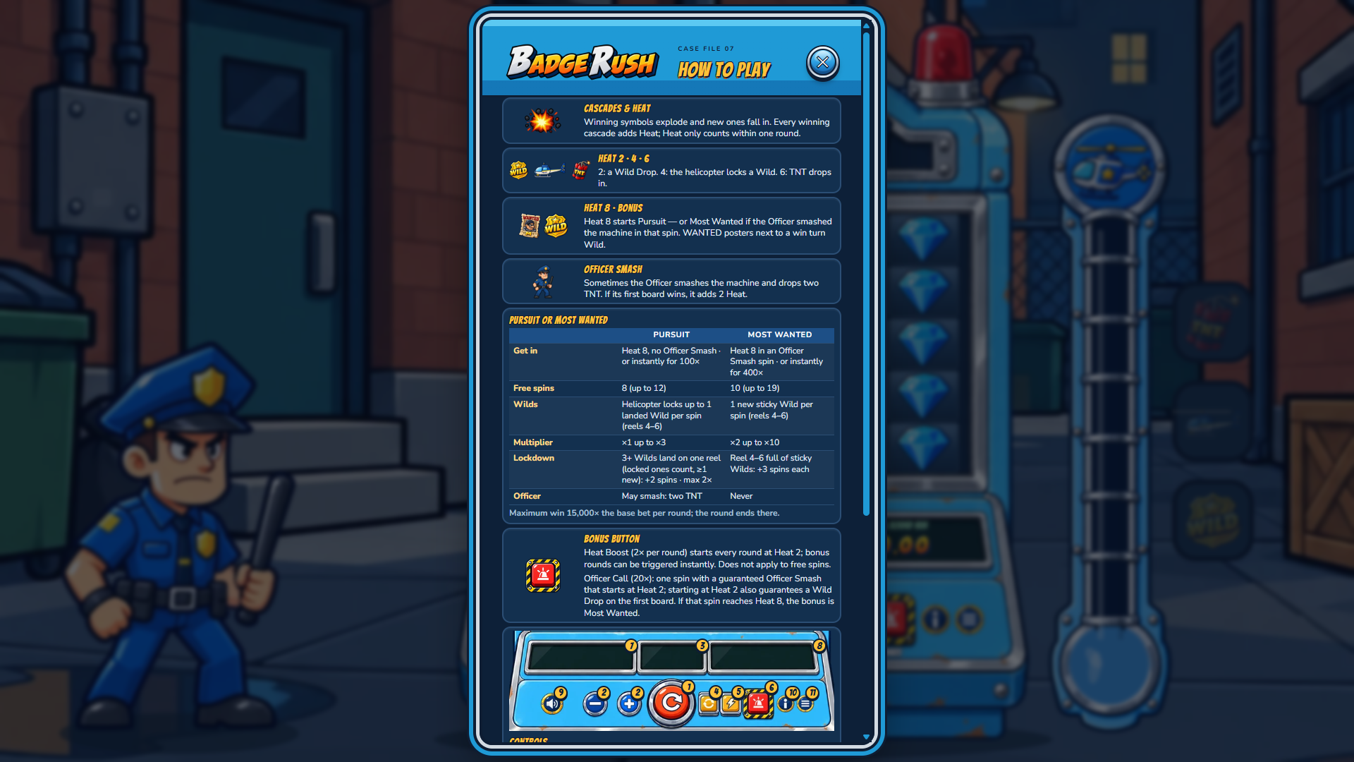 Badge Rush slot intro screen