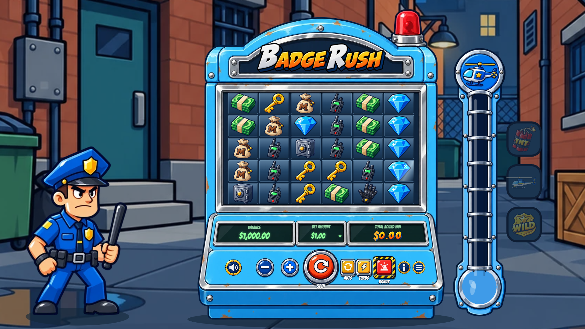 Badge Rush slot gameplay reels
