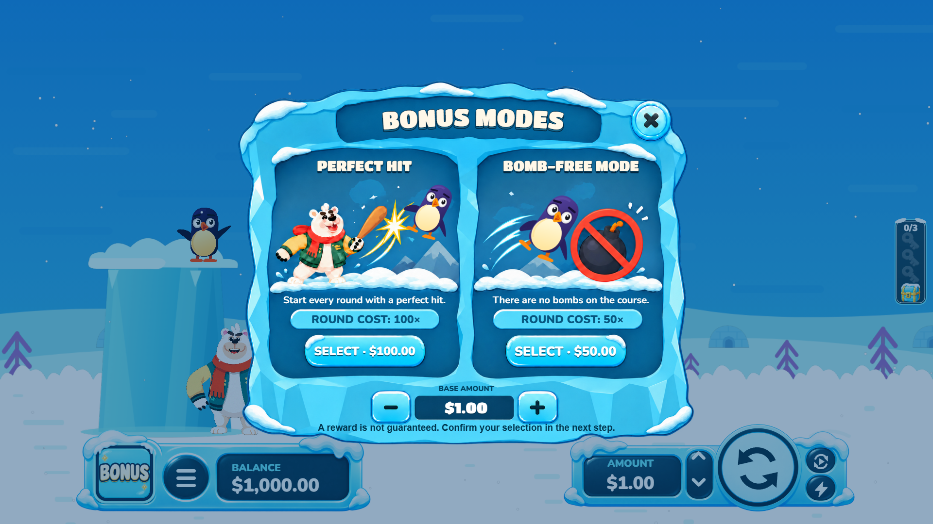 Flying Penguin bonus buy menu