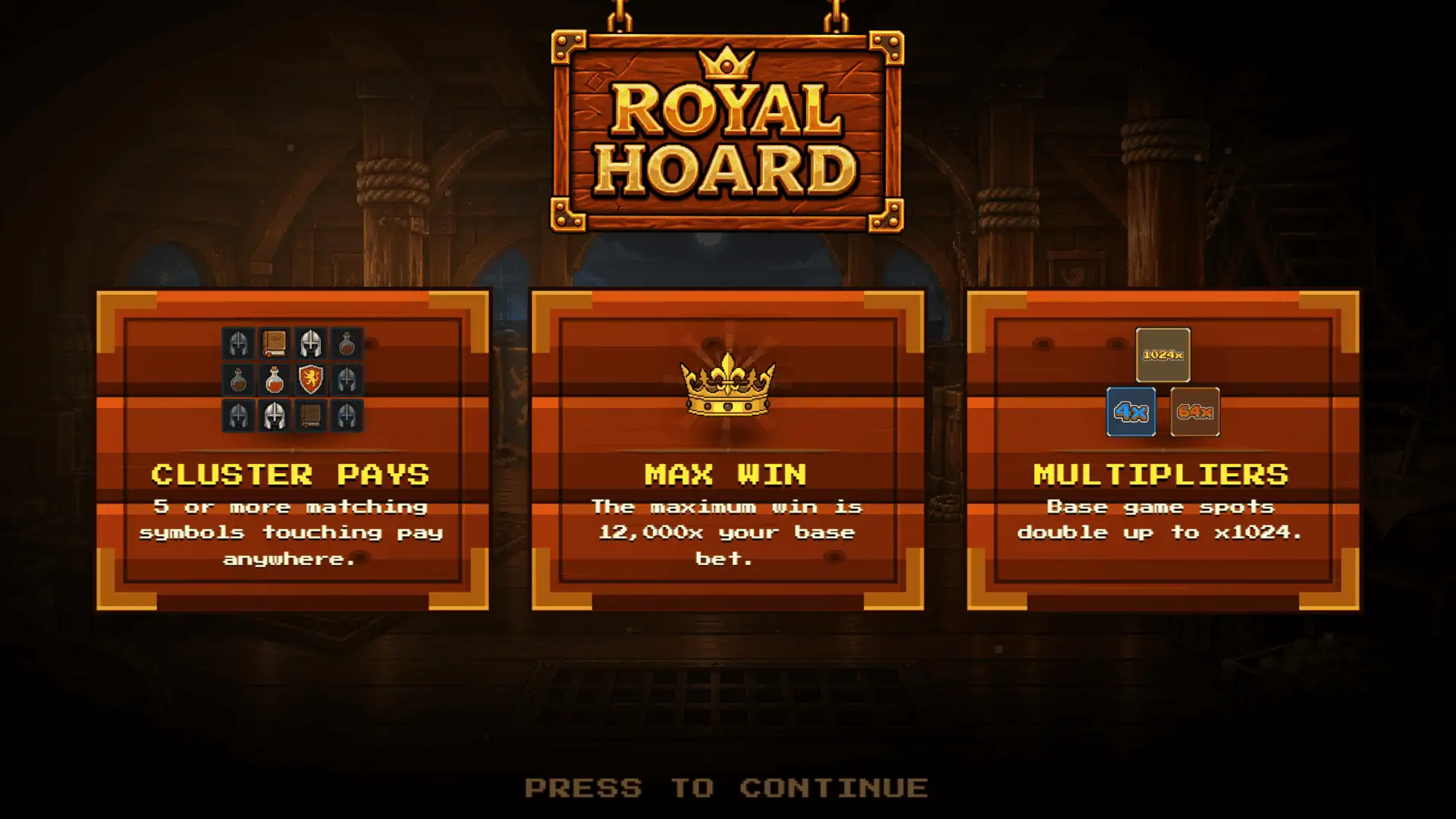 Royal Hoard slot intro screen